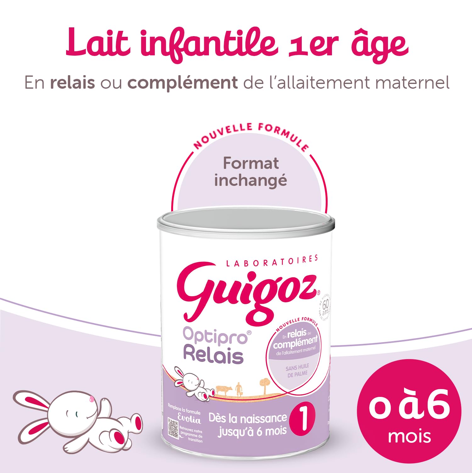 Guigoz Optipro Relais 1 Dès la naissance - Lait bébé 1er âge en poudre de 0 à 6 mois - Boîte de 800g