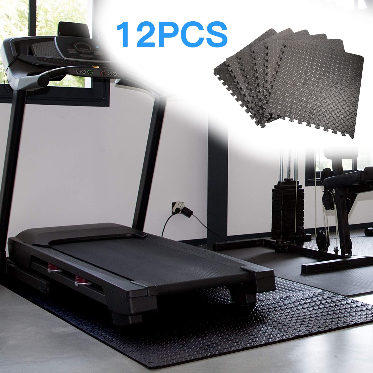 AthleticPro Tapis De Protection Sol Fitness – 18 Pièces 60x60 Cm – Extra Épais 20% – Antidérapant – Hydrofuge – Nettoyage Facile – Garantie 3 Ans
