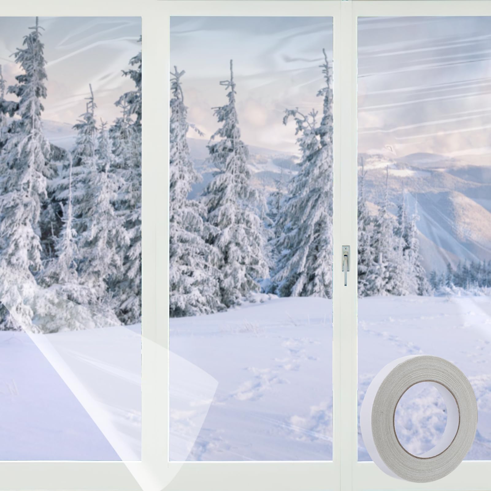 Film plastique pour l'hiver transparent rétractable pour isolation fenêtre terrasse thermique XL