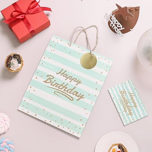 Miniatura 6 de Fu HeaLer Bolsa de regalo de cumpleaños, bolsas de cumpleaños grandes de 13 pulgadas con tarjeta y papel de seda para fiesta de cumpleaños, paquete
