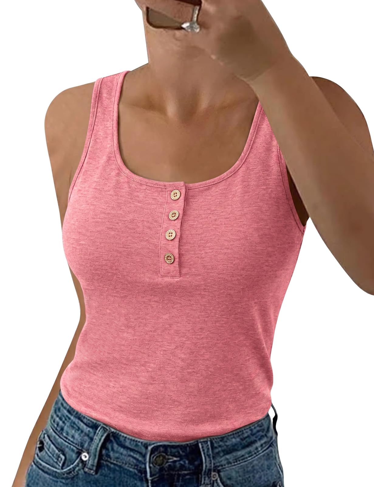 PASUDA Canotta Donna Estive Tops Canottiera Senza Maniche Casual Girocollo Tank Top Eleganti Sexy Slim Fit Maglietta Basic