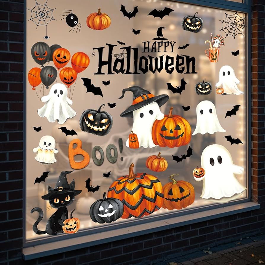 Amazon.com: Halloween Window Clings Decorations, Ghost Pumpkin Bat