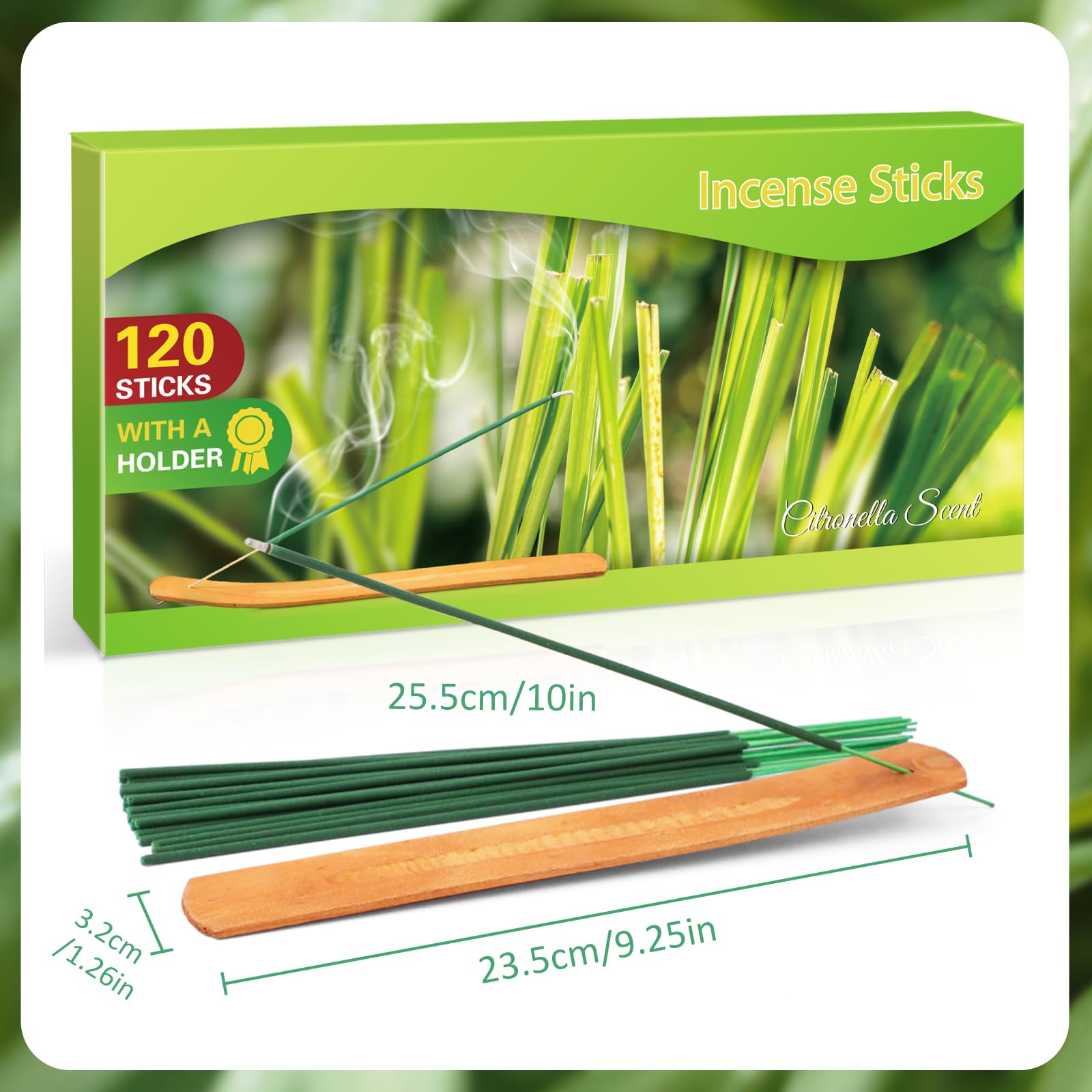 SCENTORINI Bâtons d'Encens Naturelle Citronnelle Extérieur Jardin Balcon Terrasse 120 pcs