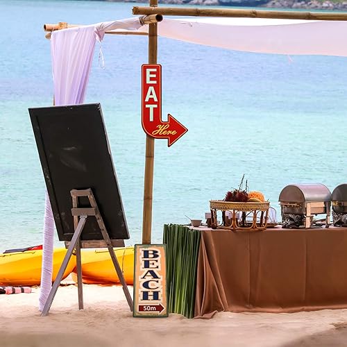 Miniatura 5 de Outus 8 letreros de playa tropicales retro para decoración de pared, letreros temáticos de verano, coloridos tableros de surf, arte de bancos