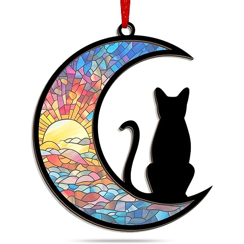 Cat Lover Gifts for Women - Christmas Tree Decoration Suncatcher Ornaments - Christmas Ornaments, Birthday Sympathy Memorial Gifts for Cat Lovers Women