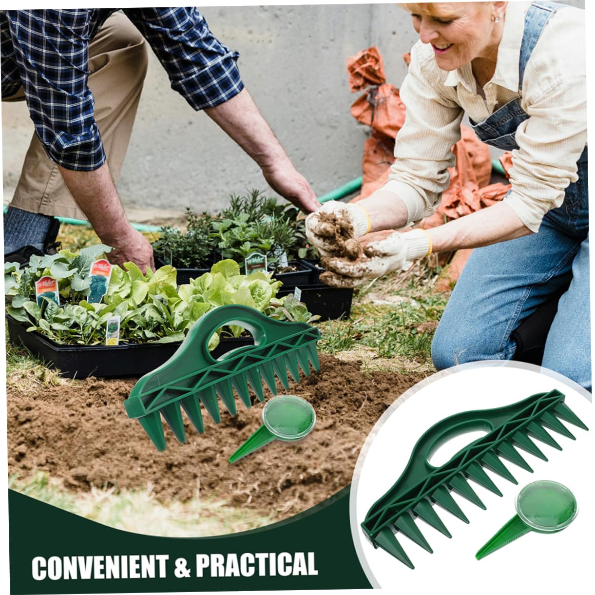 Dibber per Piantare 2 Set Plastico Verde per Terreno | Scavo Fori nel Suolo, Uso in Orto e Parcelle, Formato Pratico per Semina