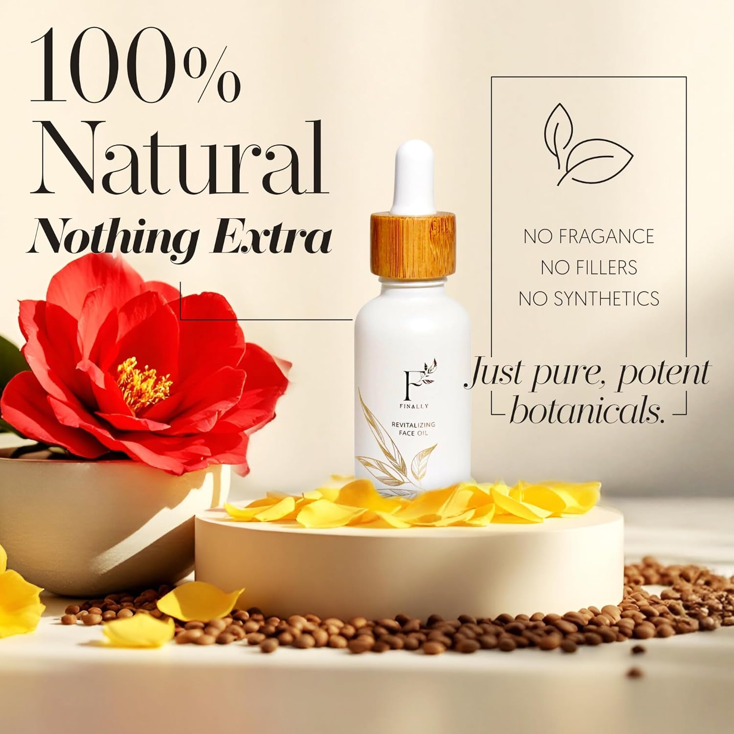 100% Organic Tsubaki Face Oil & Under-Eye Serum. Jojoba, Calendula, & Rice Bran - Hydrating & Brightening for Glowing Skin, Dark Spots & Even Skin Tone, Moisturizing Anti Aging Serum by Finally - Image 2