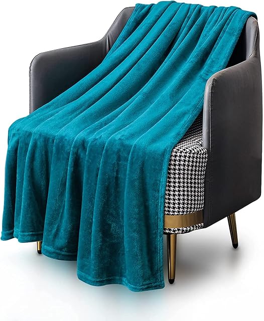 KEPLIN Flannel Blanket Large Throw Bedspread - 230 x 270 cm | Soft Fluffy Warm Light Microfiber Fabric Design for Duvet Cover Quilt Rug | Perfect for Adults or Children's Gifts (Teal, King)