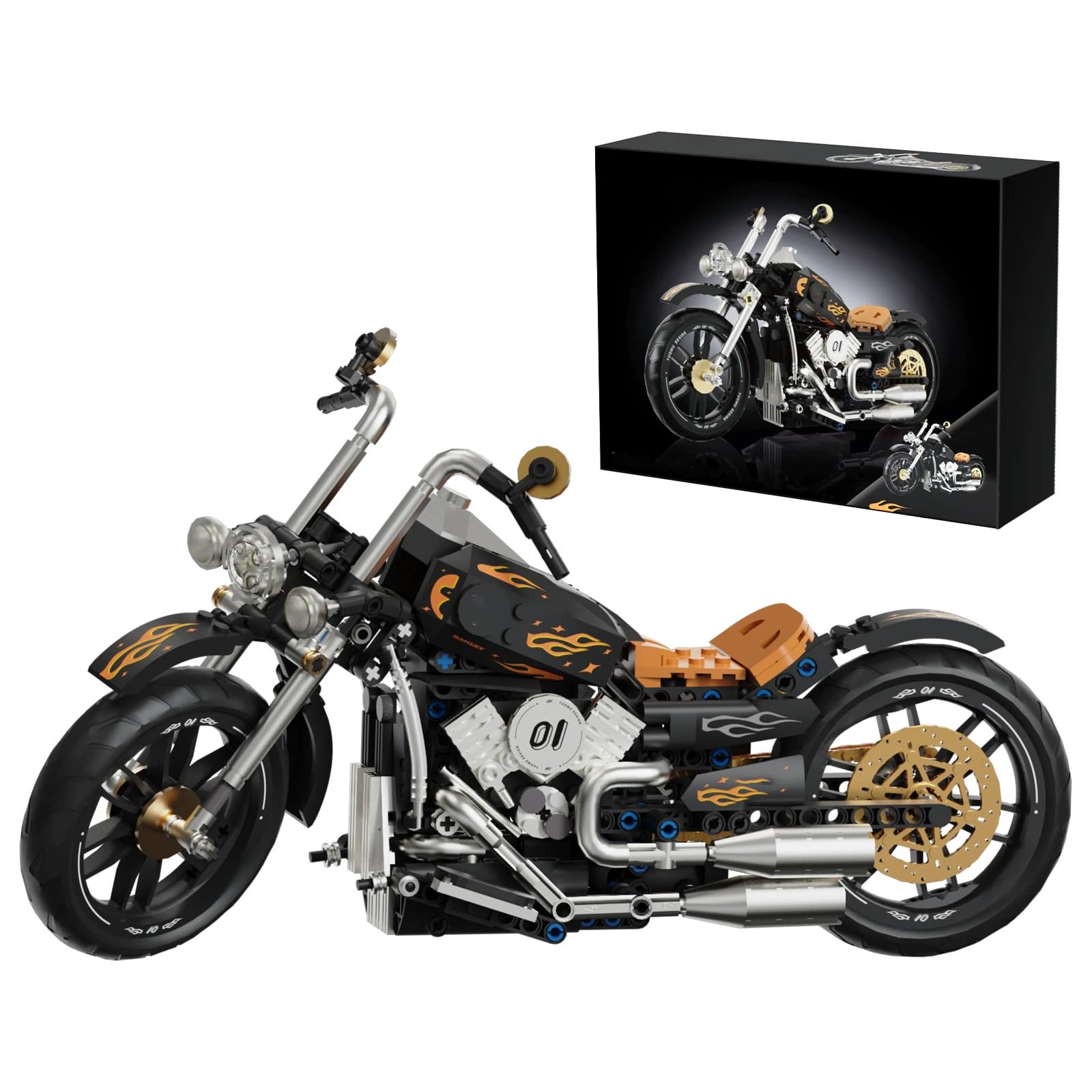 ThrenodyToy Blocs De Construction Moto – Modèle à Assembler Avec Roues Mobiles, Pour Ados Et Adultes (bleu)