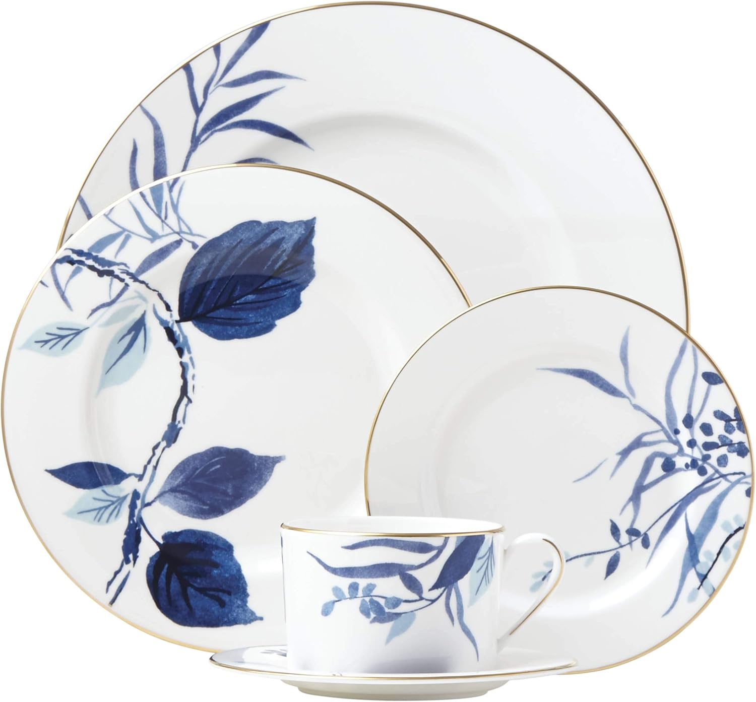 Kate Spade Birch Way Indigo 5-piece Place Setting, 4.4 LB, White