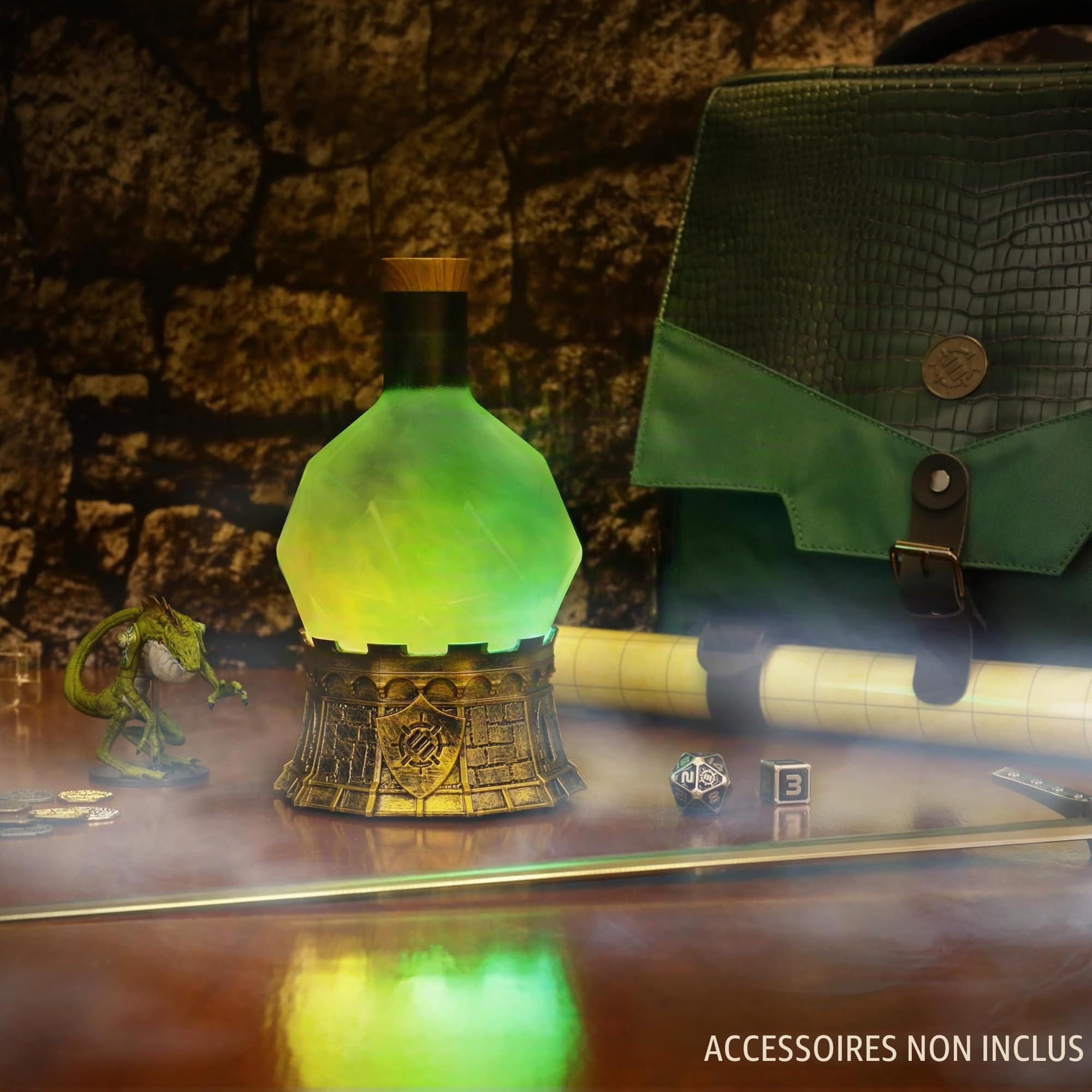 ENHANCE Lampe de potion de sorcier de jeu avec infusion mystique tourbillonnante - Lampe d'ambiance pour bouteille de potion, décoration de bureau - Potion tourbillonnante lumineuse (élixir vert)