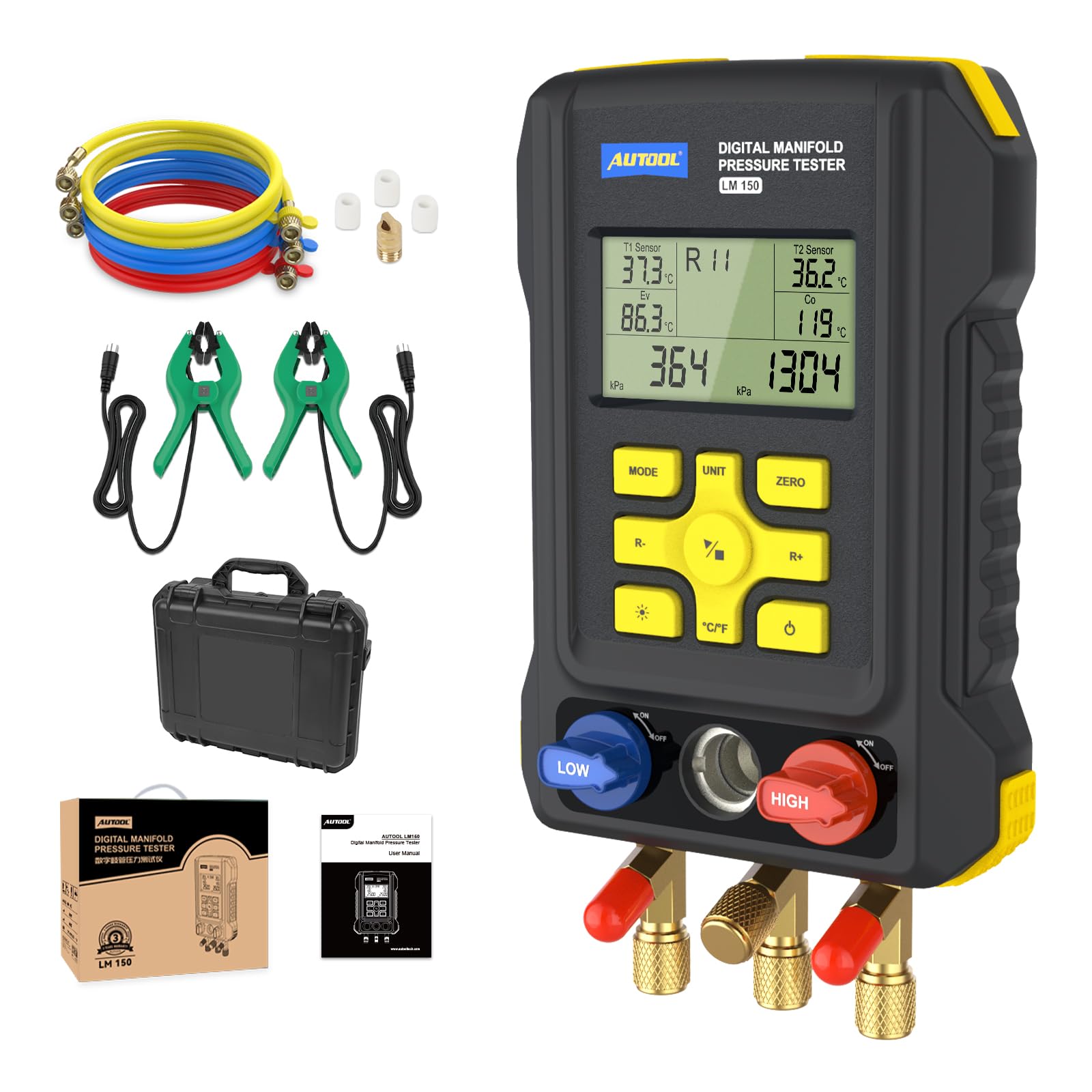 Manómetro digital HVAC con colector electrónico AUTOOL LM150 de alta precisión 8