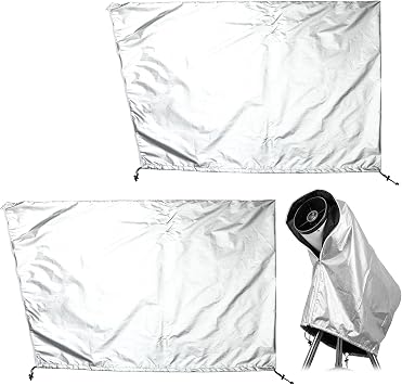 2 Pcs Telescope Cover with Zipper and Adjustable Drawstring, Water Resistant Silver Oxford Telescope Cover for Indoor Outdoor Storage, Dust Sun Moisture Protection, 59 x 33 Inches