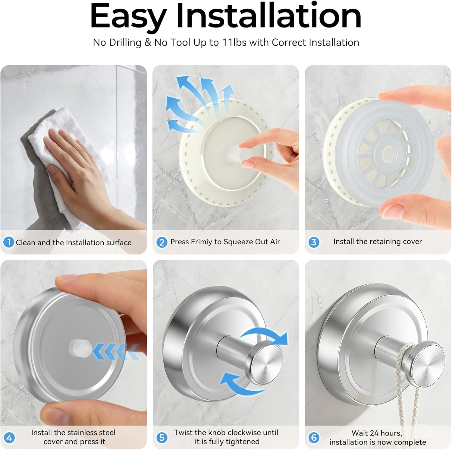 Suction Hooks for Shower, Heavy Duty Suction Cup Hooks, Reusable Bathroom Hooks for Hanging Towels, Robe - No Drill Walls, Glass, Tiles & Smooth Non-Porous Surfaces (4 Packs,Brushed Nickel)