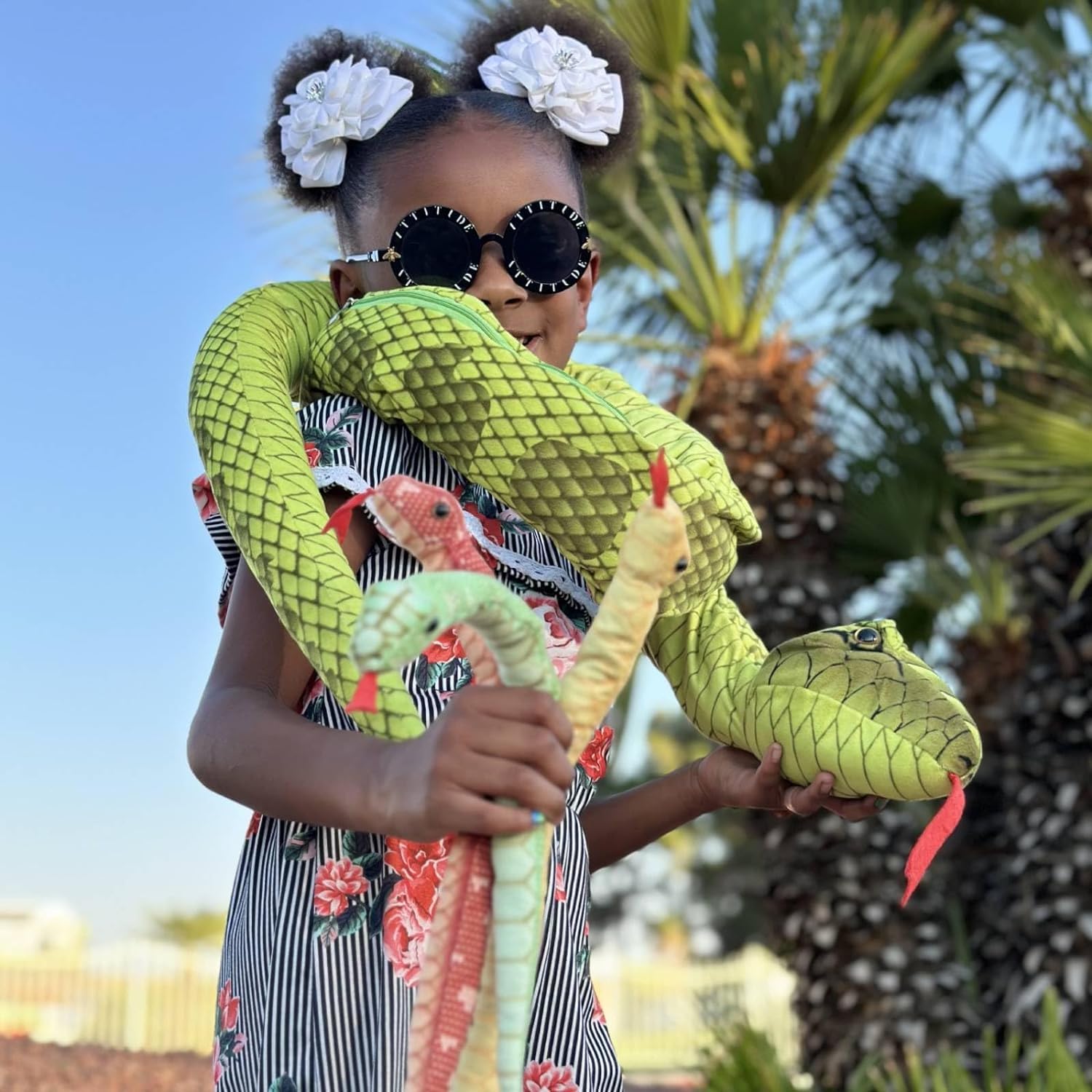 MorisMos Giant Snake Teddy Stuffed Animal, 200cm Green Mom Snake Plush with kawaii Baby Inside, Cuddly Big Soft Toy Large Fluffy Gift for Kids Birthday Valentines Deco — view 7