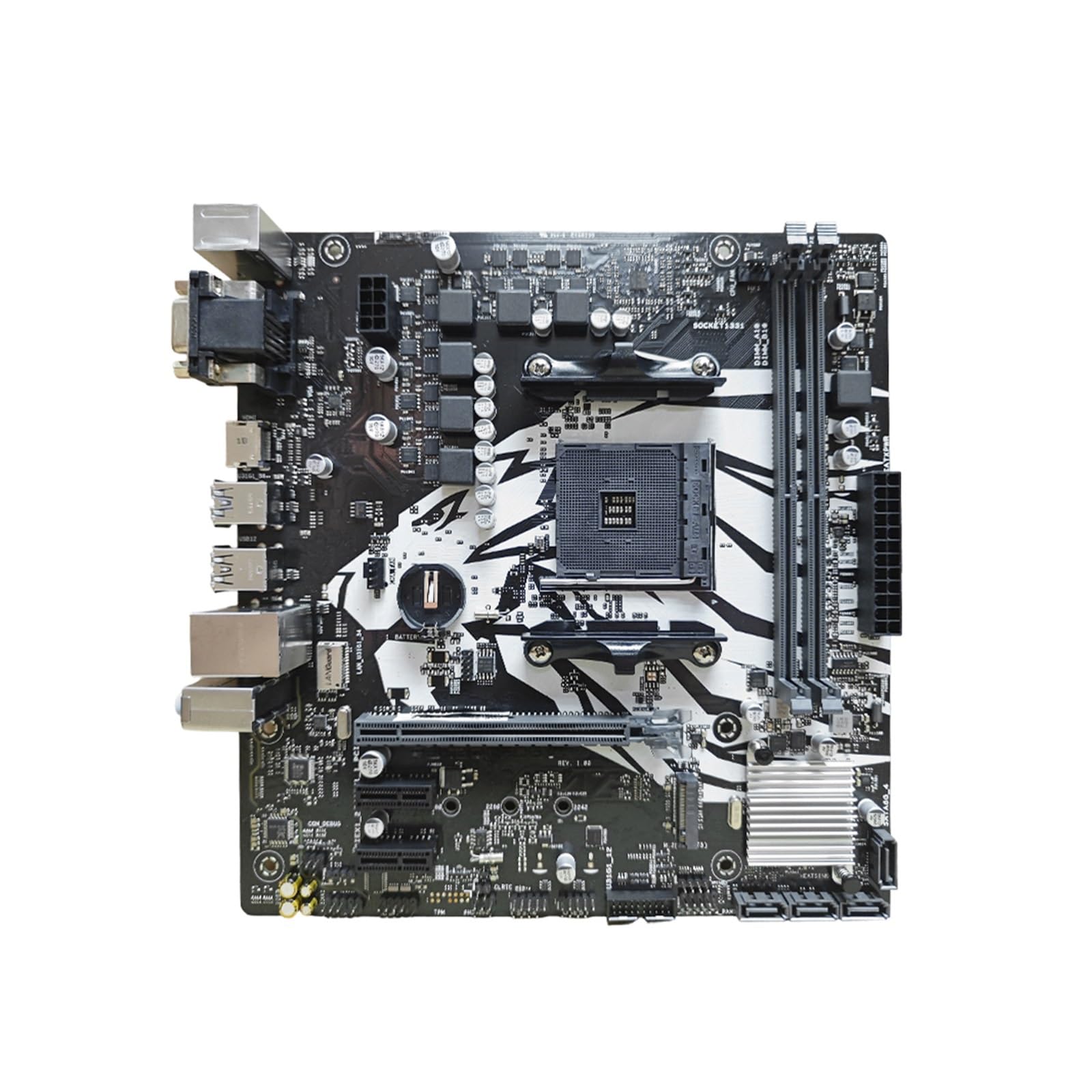 Gaming WiFi Carte mère Fit for B450M-D3V Micro ATX AM4 Compatible avec Les processeurs Ryzen 5/3/7 5600X, 5500 et 3600 MHz, mémoire DDR4 (32 Go), 4 Ports SATA III 1 Port M.2