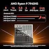 GEEKOM AI Mini PC A7Max [2026 Edition] avec AMD Ryzen 9 7940HS & Radeon 780M, 1To SSD, 2x2.5GbE, Lecteur SD, 16Go DDR5 RAM (Évolutif), 2xUSB4, 4 Modes, Mini Ordinateur Windows 11 Pro, Kensington Lock - 3