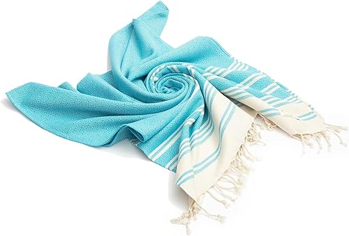 Miniatura 6 de SMYRNA TURKISH COTTON Heritage Series - Toalla de playa turca de gran tamaño, 37 x 71 pulgadas, extra grande de secado rápido, sin arena, manta de