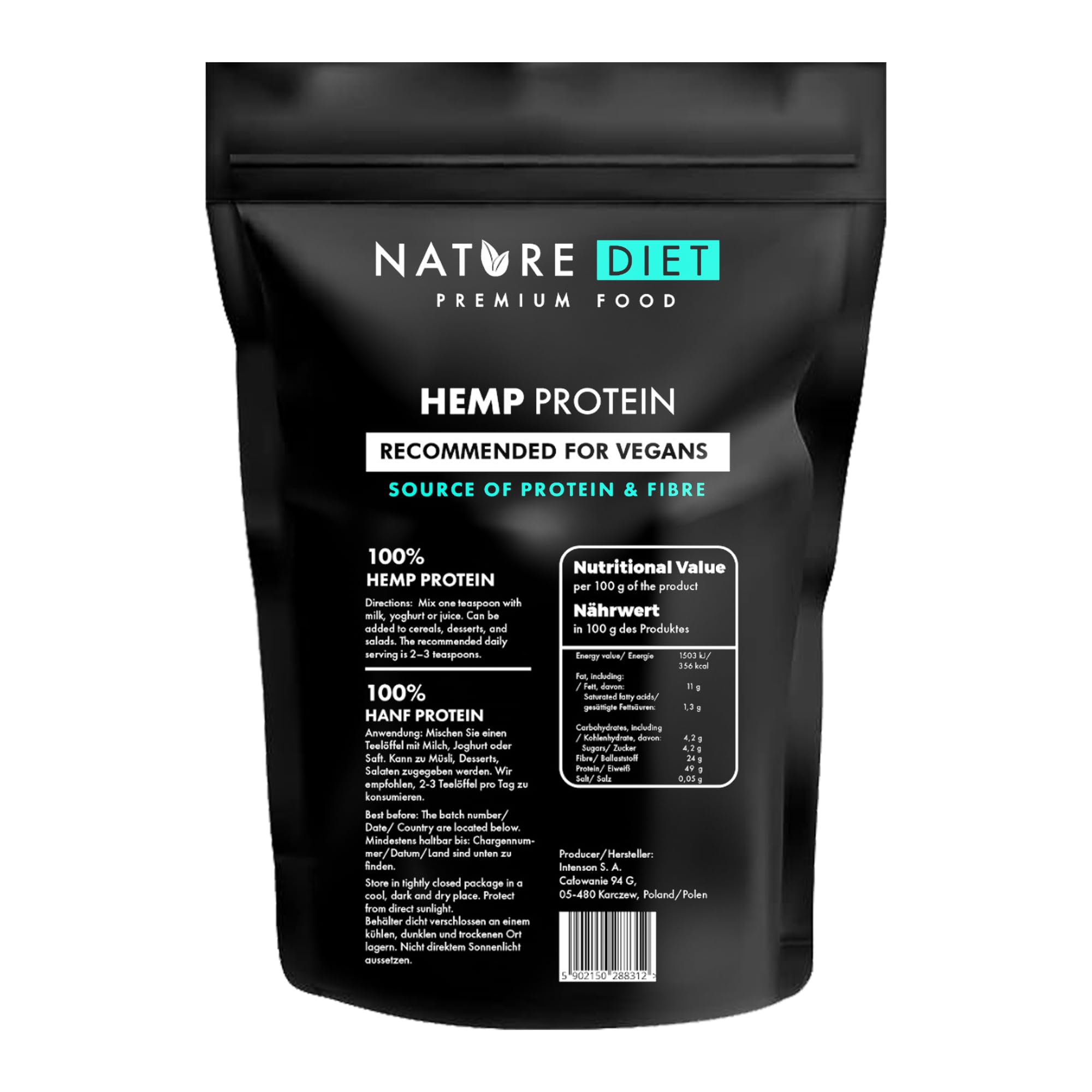Nature Diet - Hemp Protein 1000g , Vegan , Protein Powder , Plant-Based