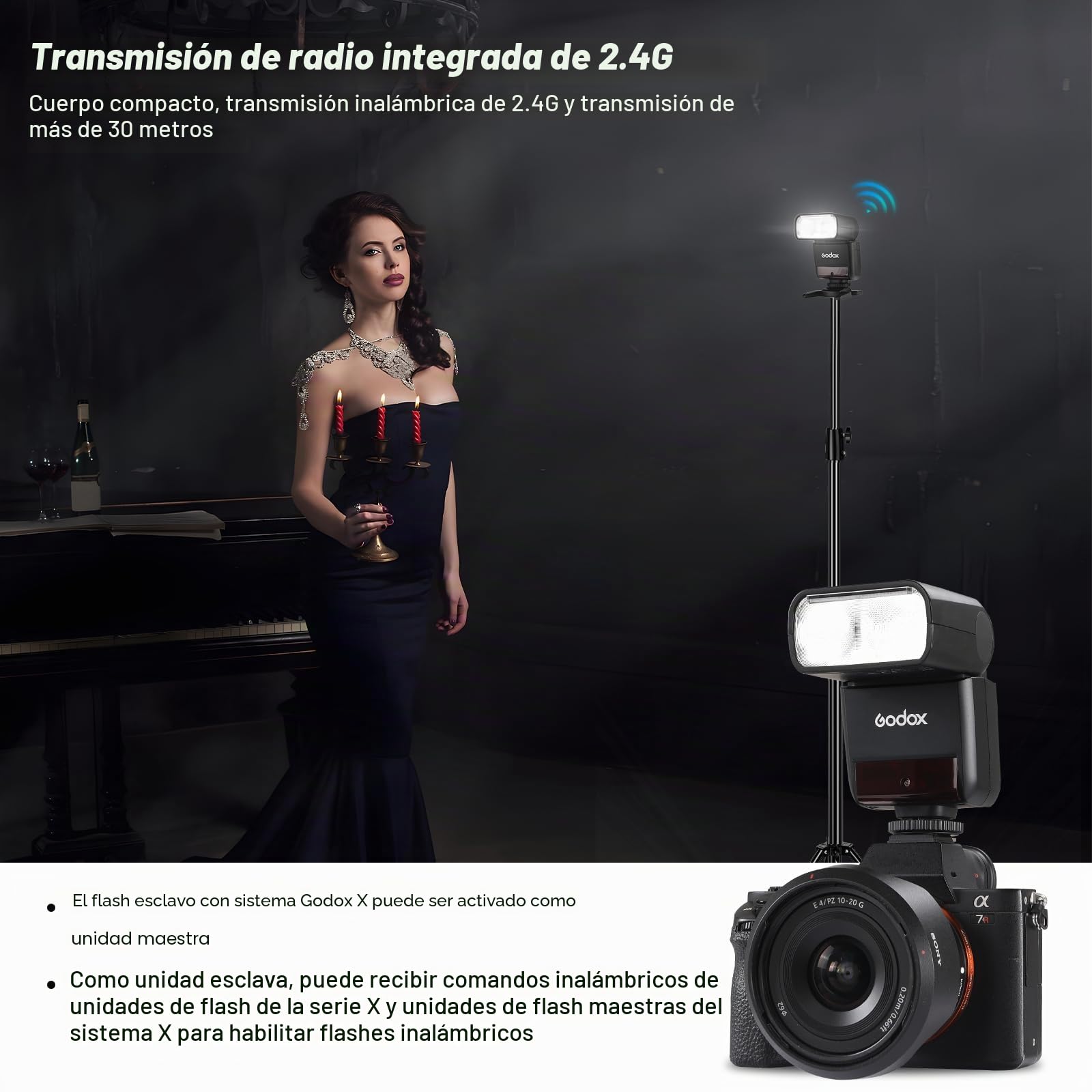Godox TT350N Inalambrico Camara Flash para Nikon 2.4G Wireless X System 1/8000s TTL HSS Mini Portátil Speedlite 2500mAh Battery 0.1~2.2s Recycle Time Adecuado D800 D700 D7100 D7000 D5200