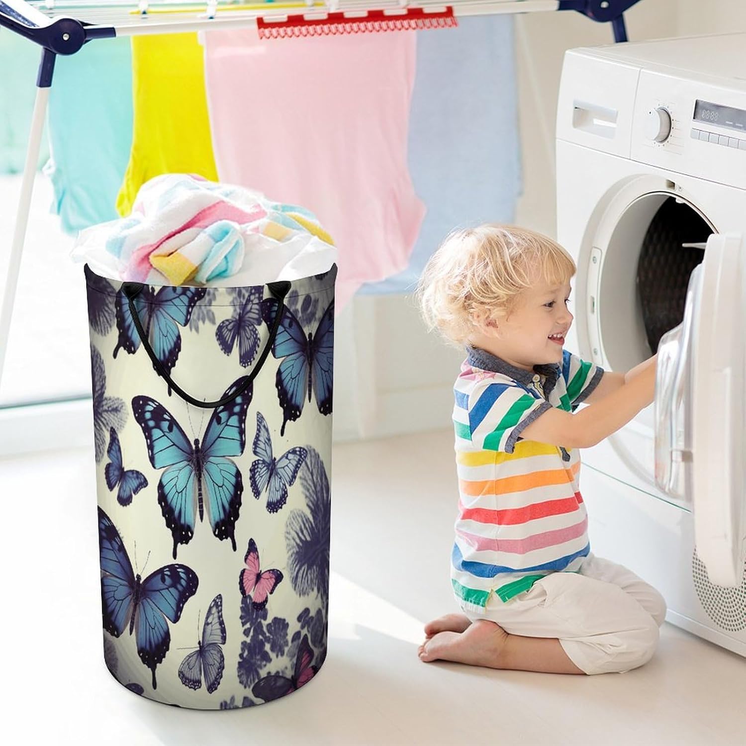 Dirty Clothes Basket Extra Large 110l Open Top Laundry Hamper With Portable Carry Handles, Foldable Waterproof Clothes Basket Spacious Laundry Bag For Bedroom Bathroom Laundry Room Dorm