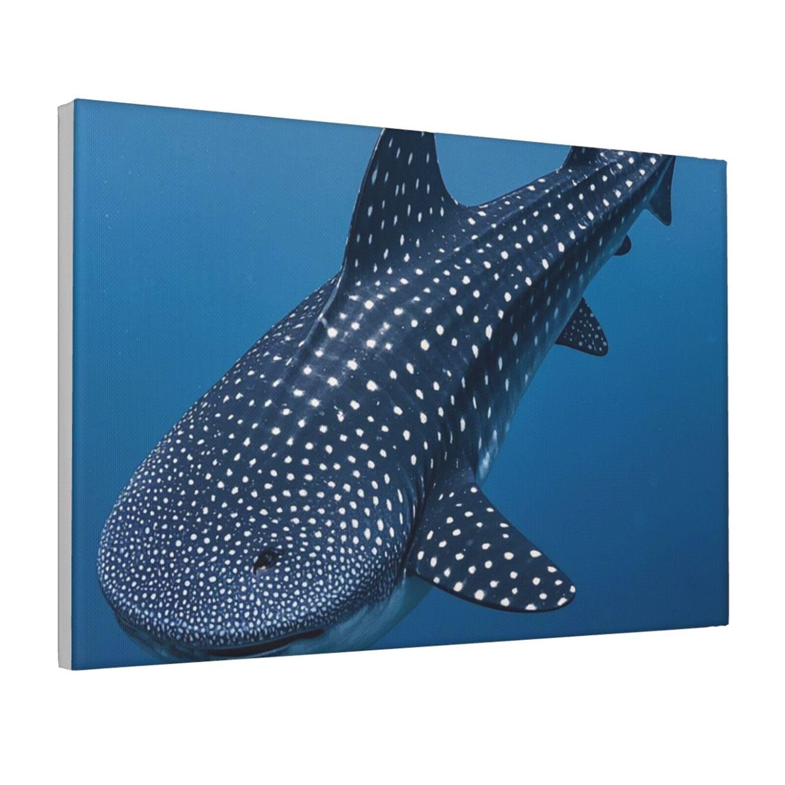 Framed Wall Art for Living Room Art Work, Variegated Whale Shark Navy Picture Prints Modern Office Wall Paintings Poster Aesthetic Wall Decorations for Home Decor Ready To Hang 8"x12"