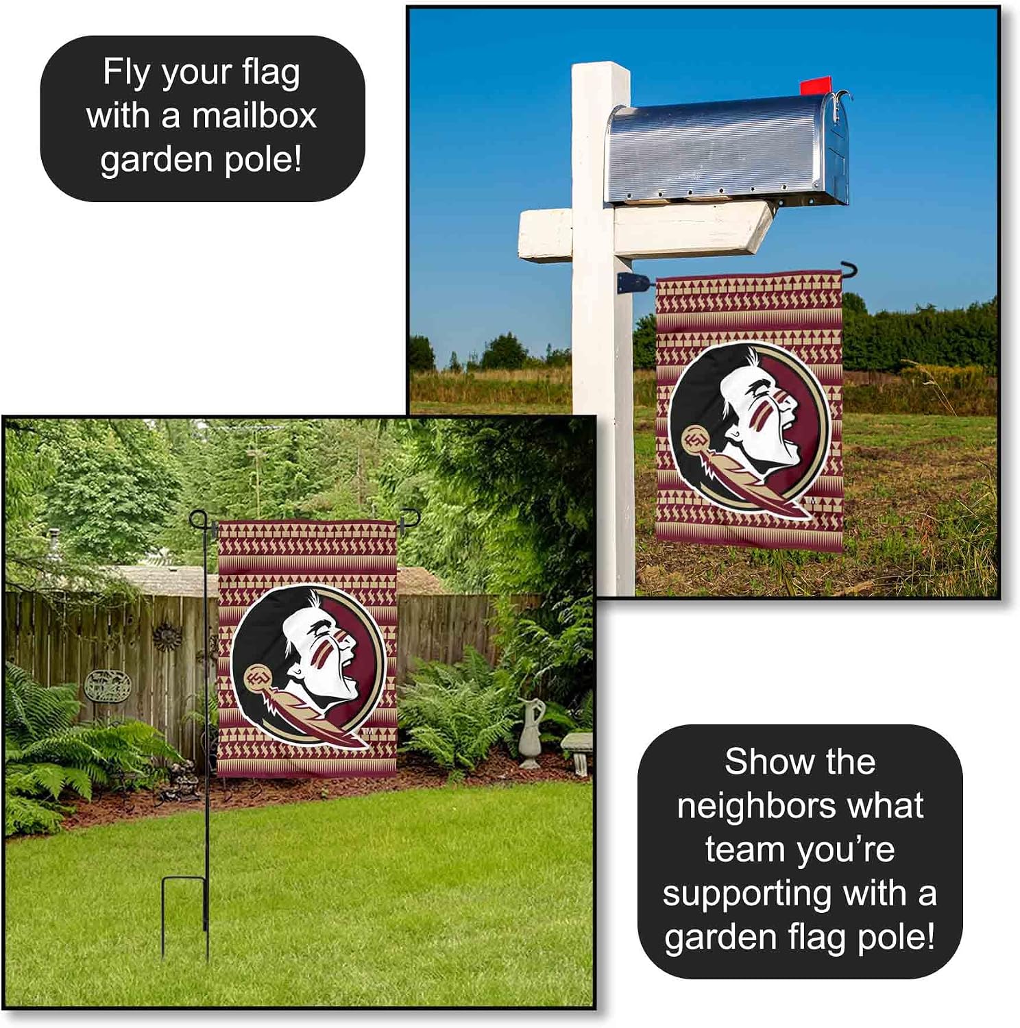 College Flags & Banners Co. Florida State FSU Noles Chevron Garden Flag
