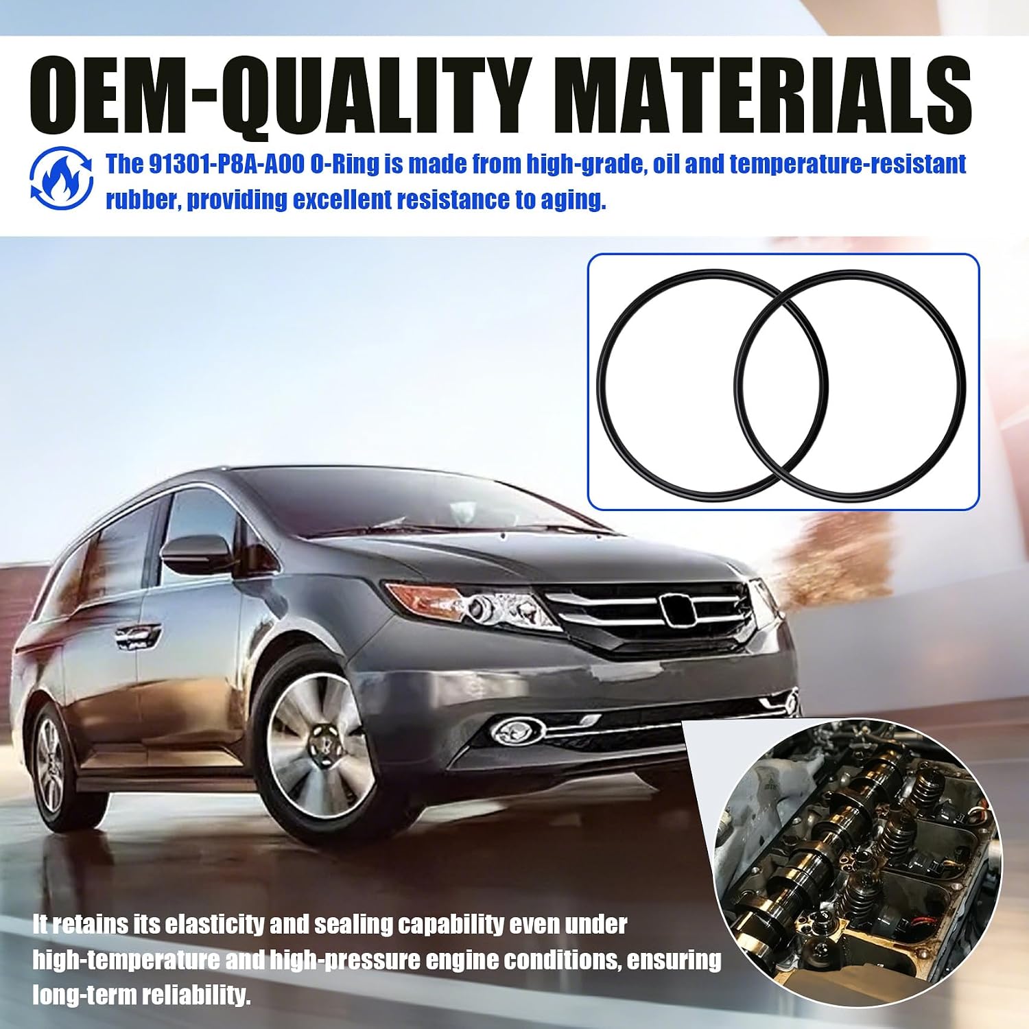 91301-P8A-A00 O-Ring (48.5X2.4) Engine Camshaft Front End Seal Fits for Honda Acura Civic Accord Odyssey,Replaces 91301 P8A A00, 15312-RZA-003 (4 pcs)