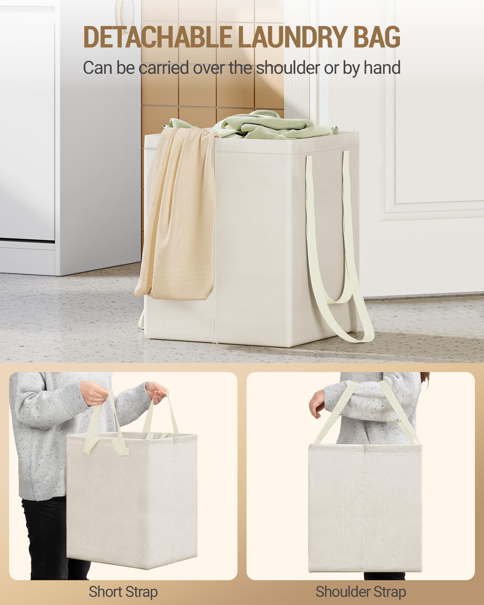 Hzuaneri Mobile Bagno, Mobiletto Bagno Salvaspazio, Con cesto portabiancheria pieghevole, per Bagnos, Soggiorno, lavanderia, 40 x 40 x 100 cm, Bianco BC42003X