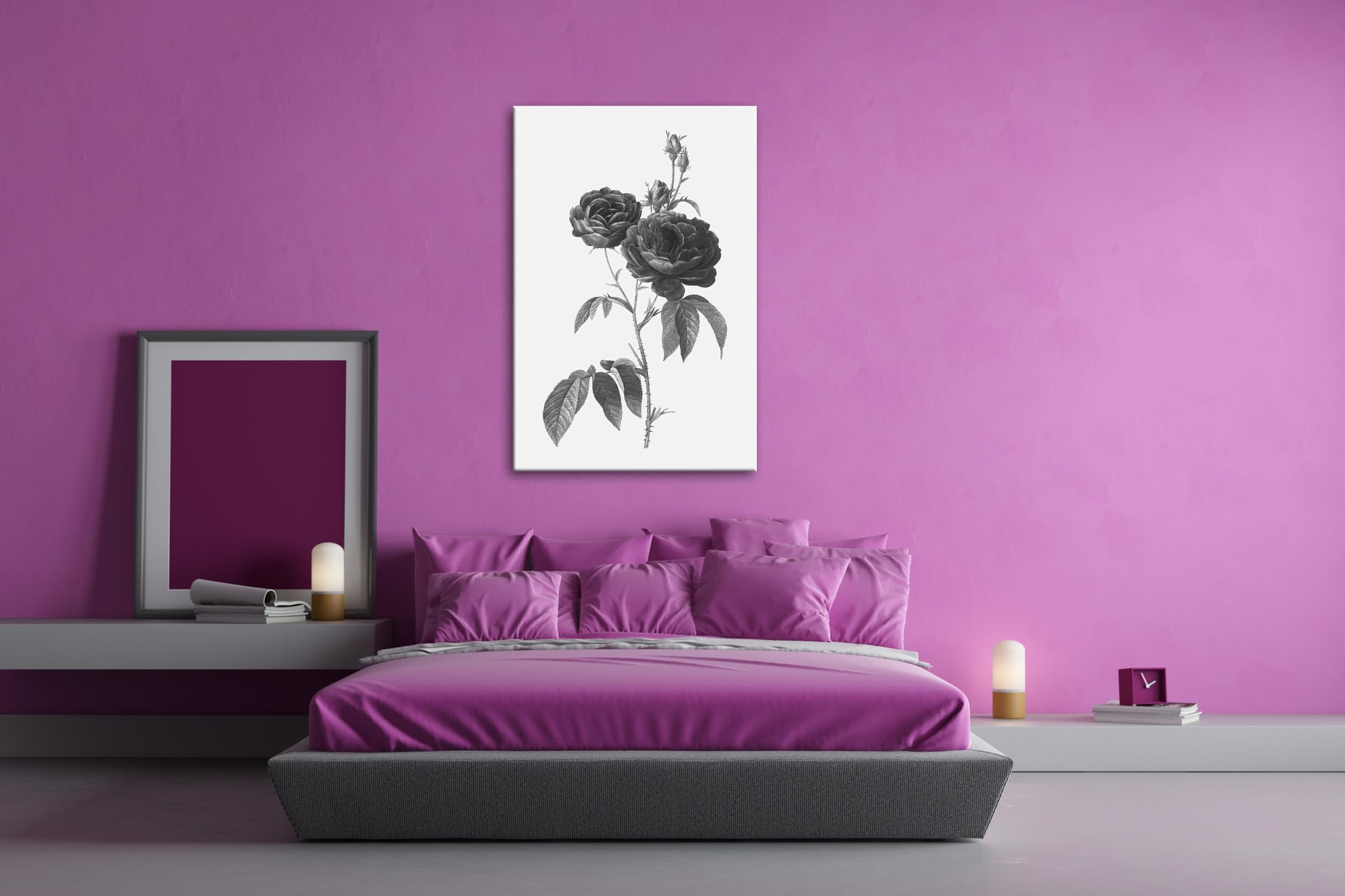 deyoli Obraz na płótnie delikatne płatki róż, klasycznie ilustrowane naturalnym pięknem format: 120 x 80 cm XXL druk artystyczny obraz na blejtramie/obraz ścienny/dekoracja salonu