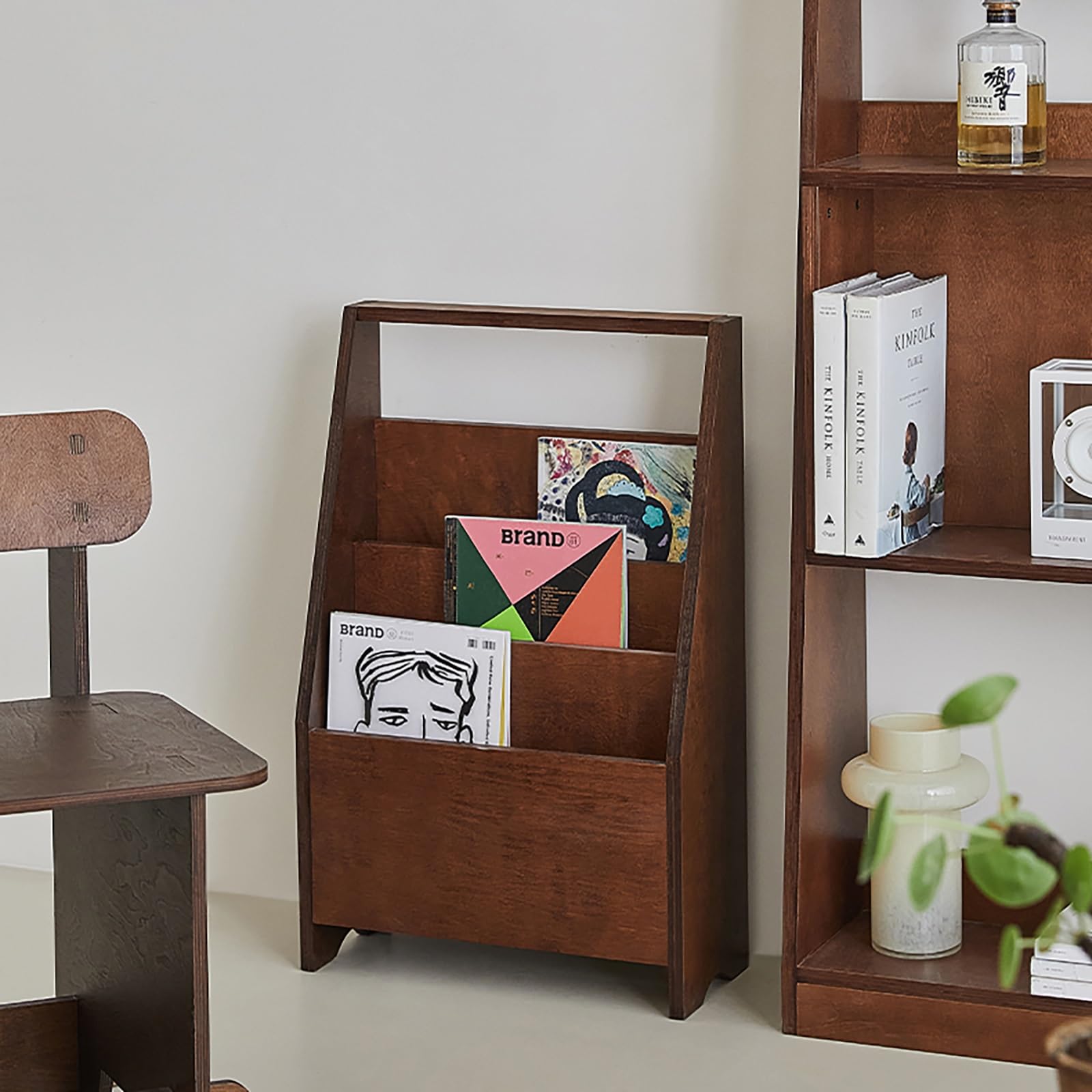 Katalog Literaturständer Prospektständer mit 3 Taschen Bodenstehend, Zeitschriftenhalter für Büro Einzelhandelsgeschäft und Ausstellung Messe(Yellow)