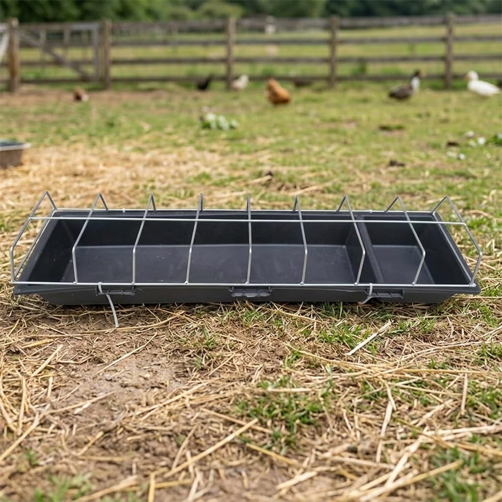 Viehfütterer Futtergerät Tiereimer Futterbehälter Fütterungsstation Hergestellt aus Strapazierfähigem Kunststoffmaterial für Stallnutzung Außenbereich, Rechteckig, 90 cm Länge, 20 Fä