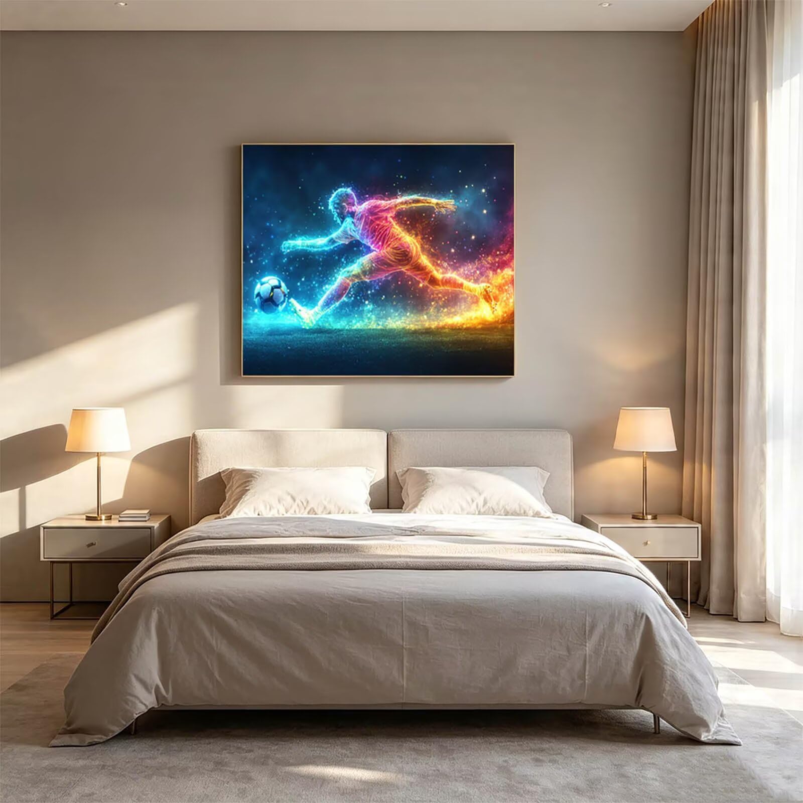 Malen Nach Zahlen Erwachsene FußBall Leinwand zum Bemalen 70x95cm ZSHS1700 | Diy Set Erwachsene mit Acrylfarben Set Pinselset Farbenfrohe Leinwand Fantasie für Deko Wohnzimmer Geschenke für Frauen