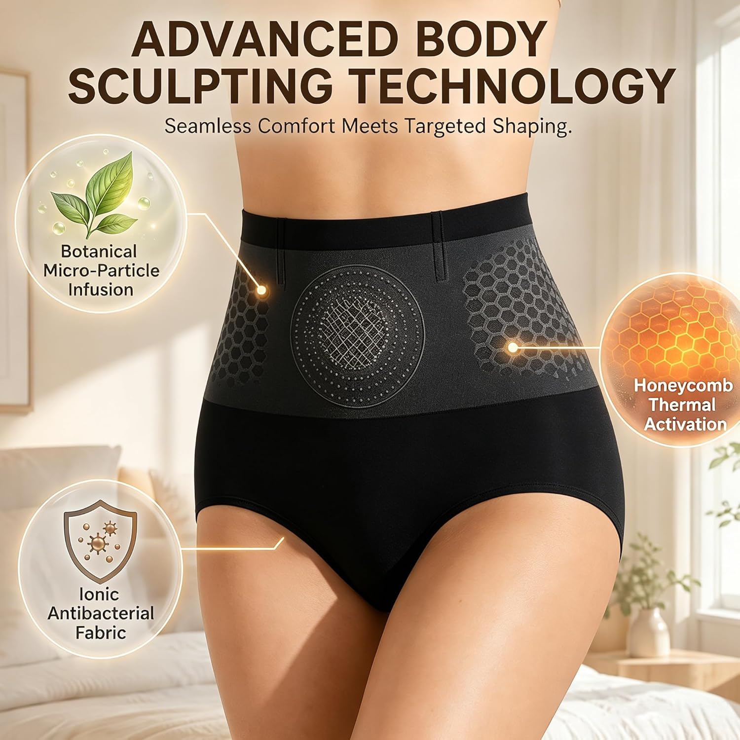 Moringa 4-in-1 Mikropartikel Sculpting & Fettverbrennungs-Shorts,Thermogene Fettverbrennungs-Formungsshorts,Nahtlose Shapewear-Hose mit hohem Bund und Bauchkontrolle für Damen,Yoga(L)