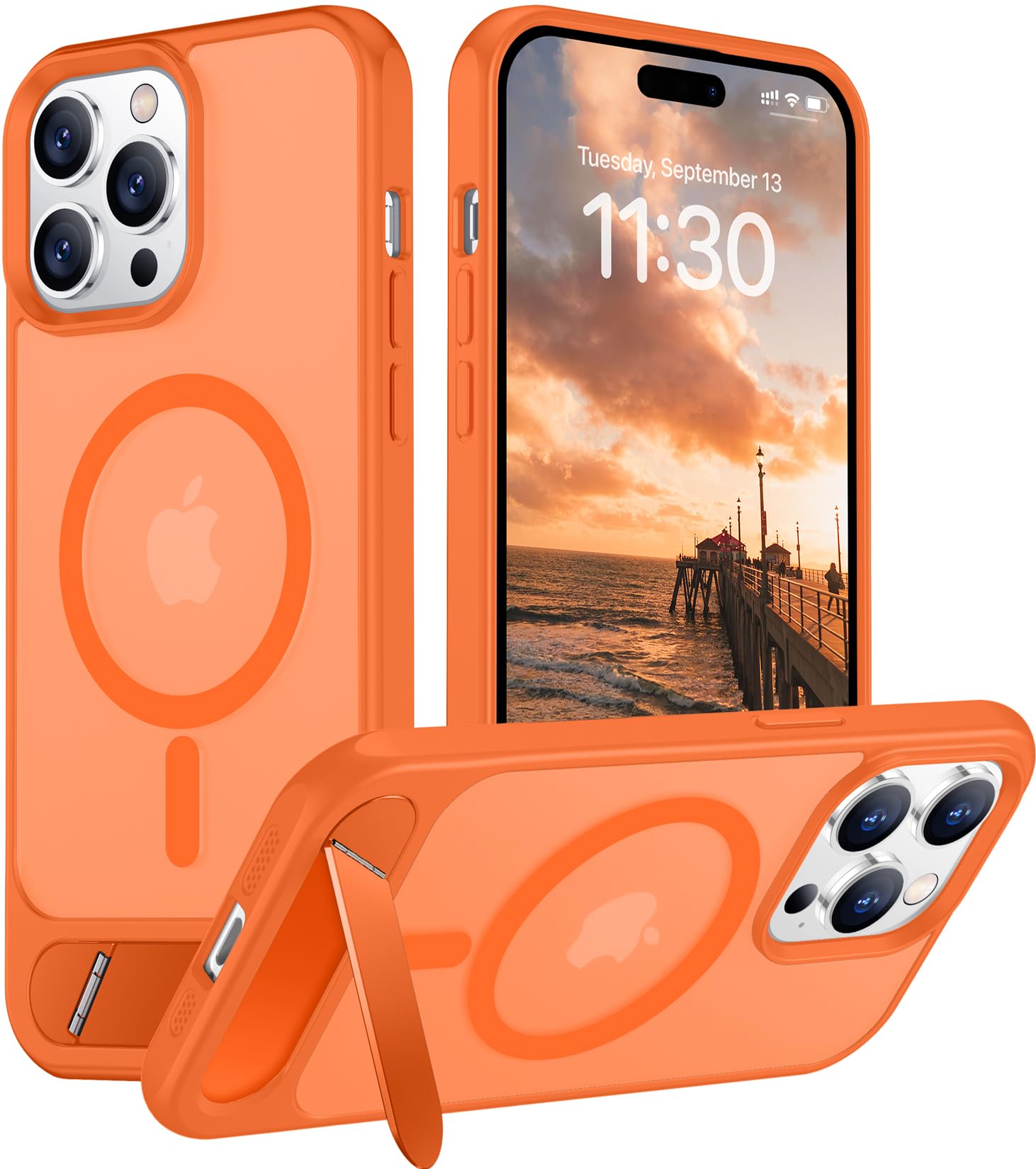 Temdan Magnetic Compatible with iPhone 14 Pro Case, [Built-in Invisible Kickstand][Compatible with MagSafe] [Military Grade Shockproof] Slim Translucent Matte Phone Case for iPhone 14 Pro 6.1"