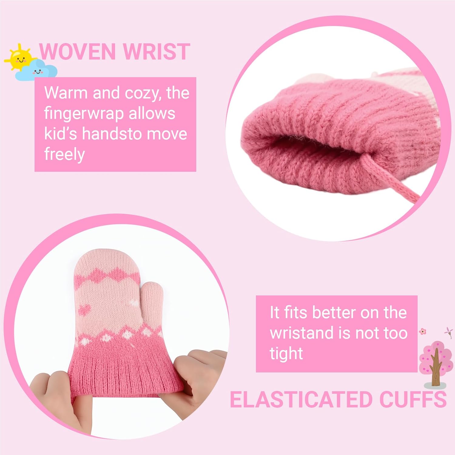 Warm Fleece Lined Toddler Mittens for Snow Play | Winter Gloves for Boys & Girls Ages 3-5 Years - Image 6