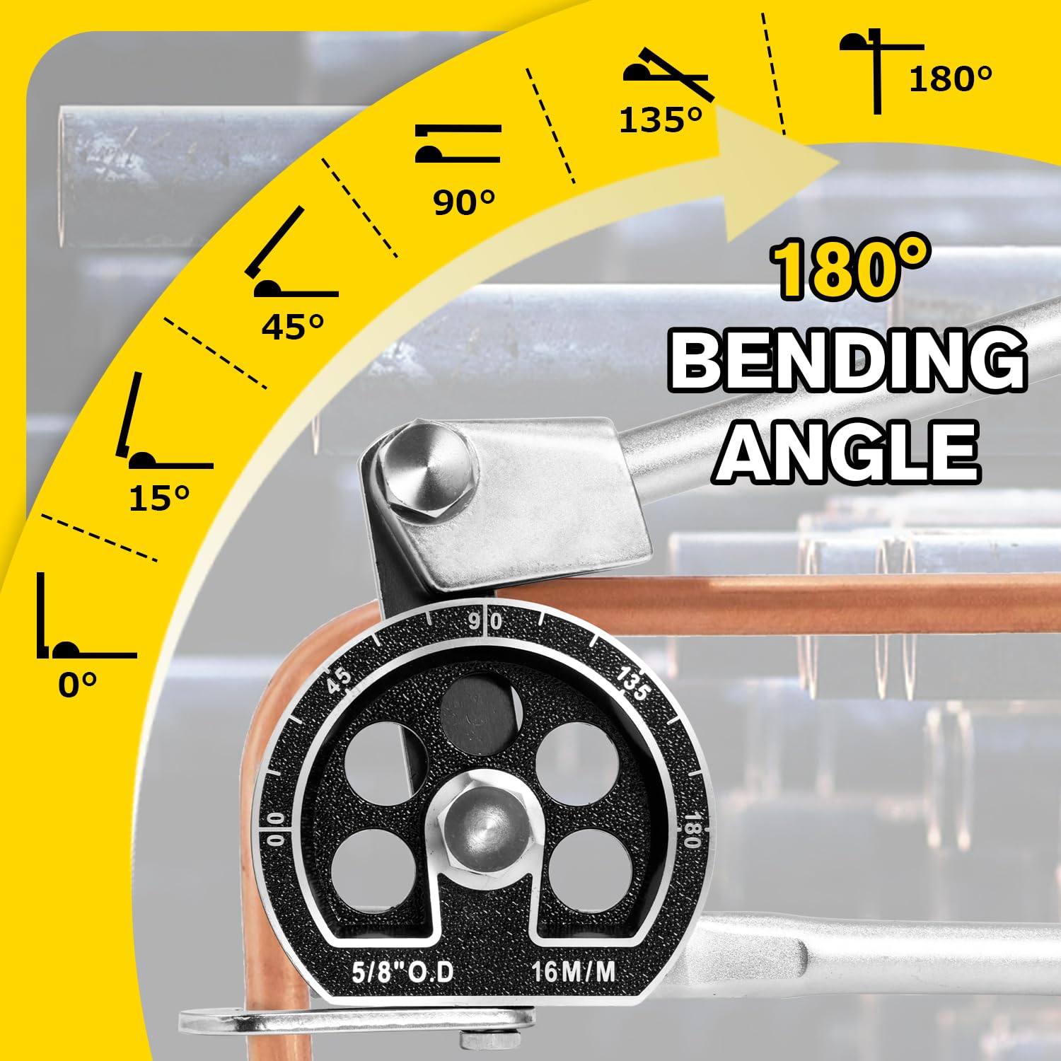 Piegatubi manuale per tubi in rame e alluminio da 5/8", macchina piegatubi per tubi da 0-180 gradi