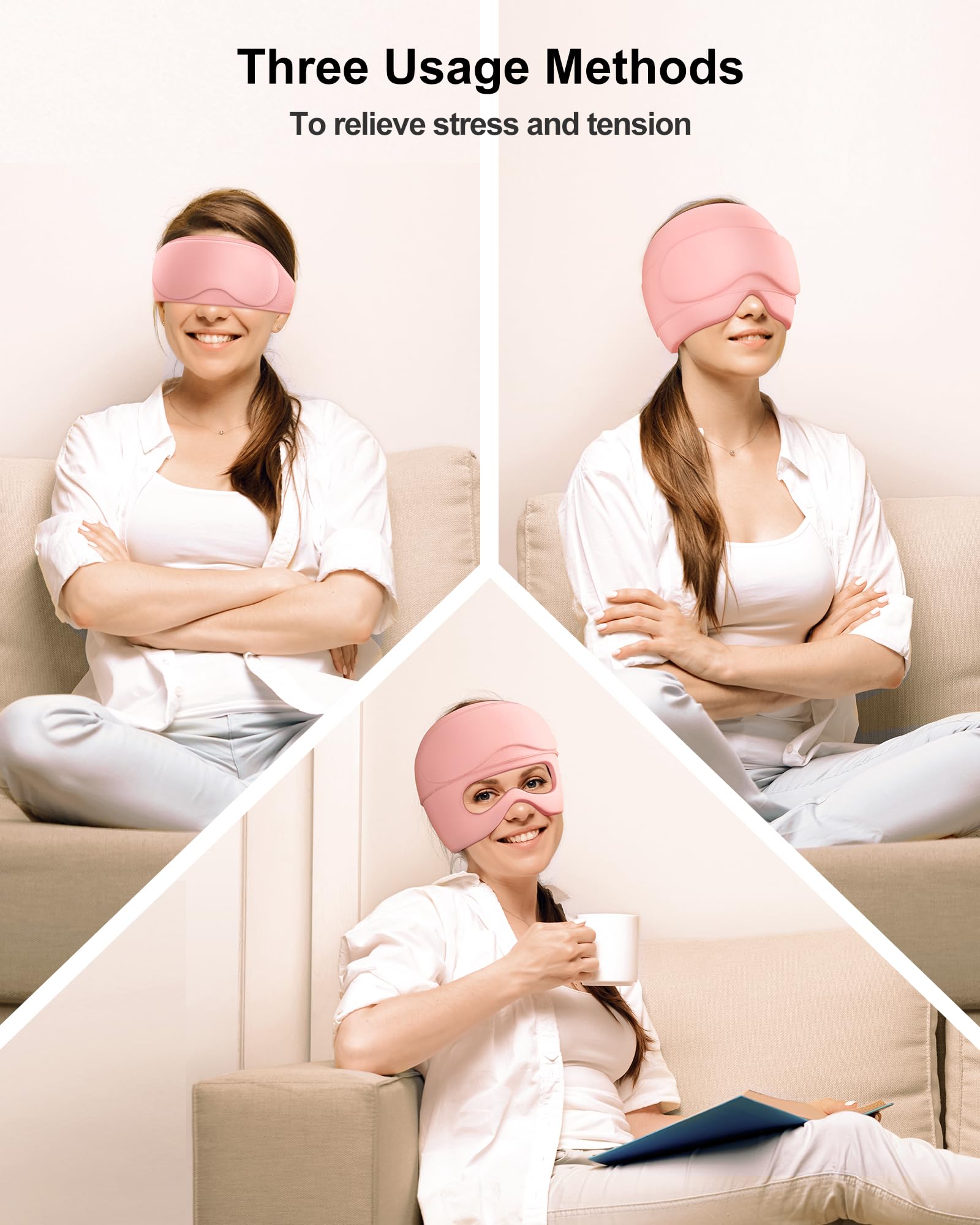 Gorro de alivio de migraña, máscara de ojos de gel desmontable 2 en 1 para terapia de frío y calor, máscara de dolor de cabeza con agujeros para los ojos, paquete de hielo para regalos de cumpleaños