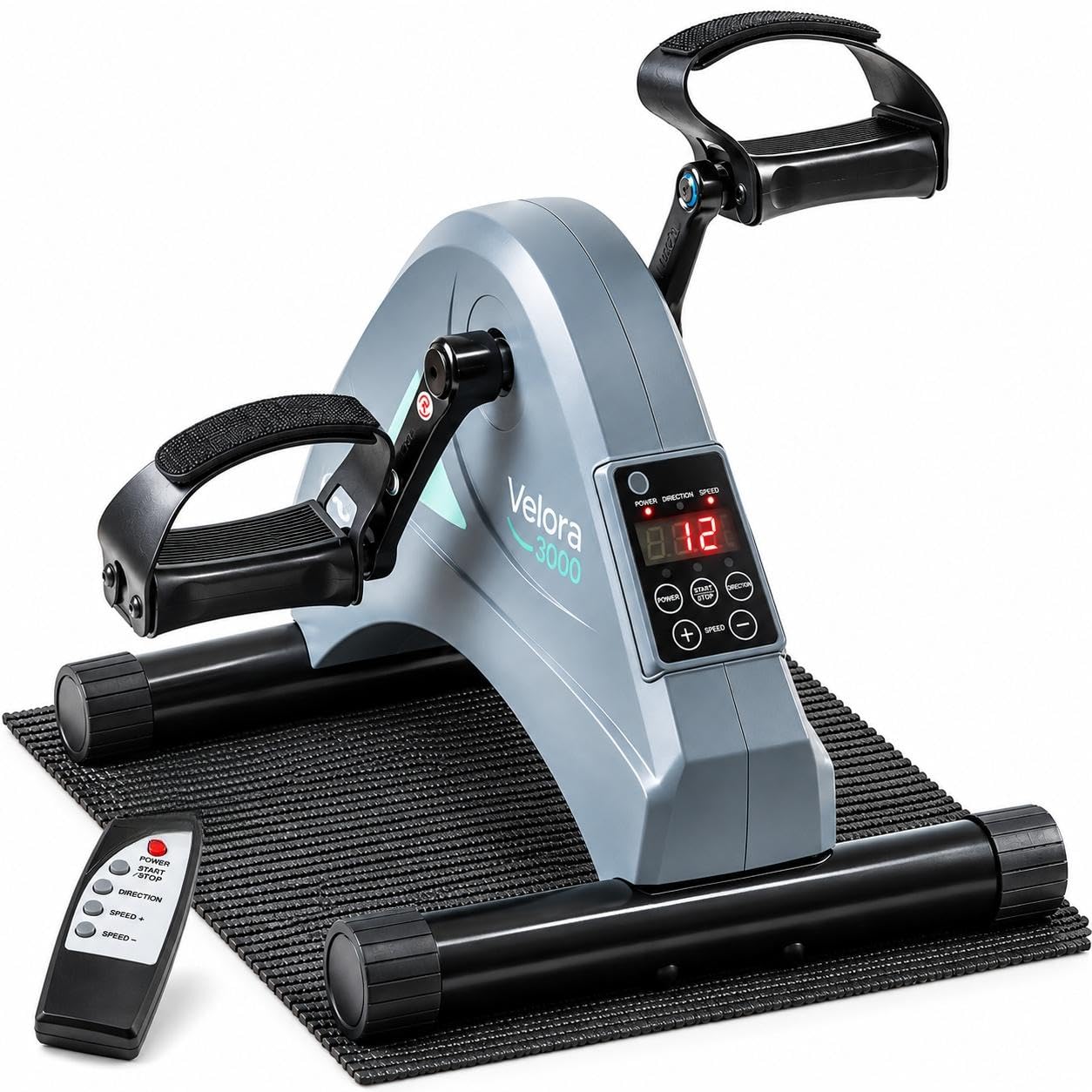 Mini Pedalier Eléctrico Motorizado para Piernas y Brazos, Dispositivo de Ejercicio Sentado con 12 Niveles de Velocidad, 5 Programas, Control Remoto Pantalla LCD, Alfombra Antideslizante, Rotación