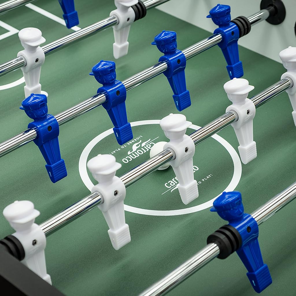 Carromco Kickertisch Evolution-XT | Profi Tischkicker mit App-Funktion | PROFI-TISCHFUSSBALL: Blauer Kicker (60kg) für Fortgeschrittene. Inkl. Tablet-Halter, interaktiver App & 2 Kickerbällen