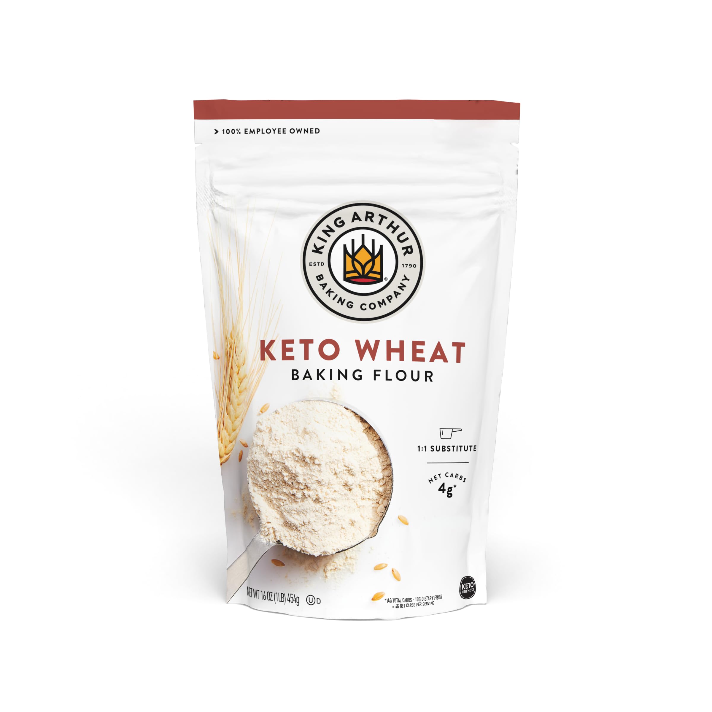 King Arthur, Keto Wheat Flour Blend, Non-GMO Project Verified, 1-to-1 Substitute for All- Purpose Flour, 16 Ounce (Pack of 4)
