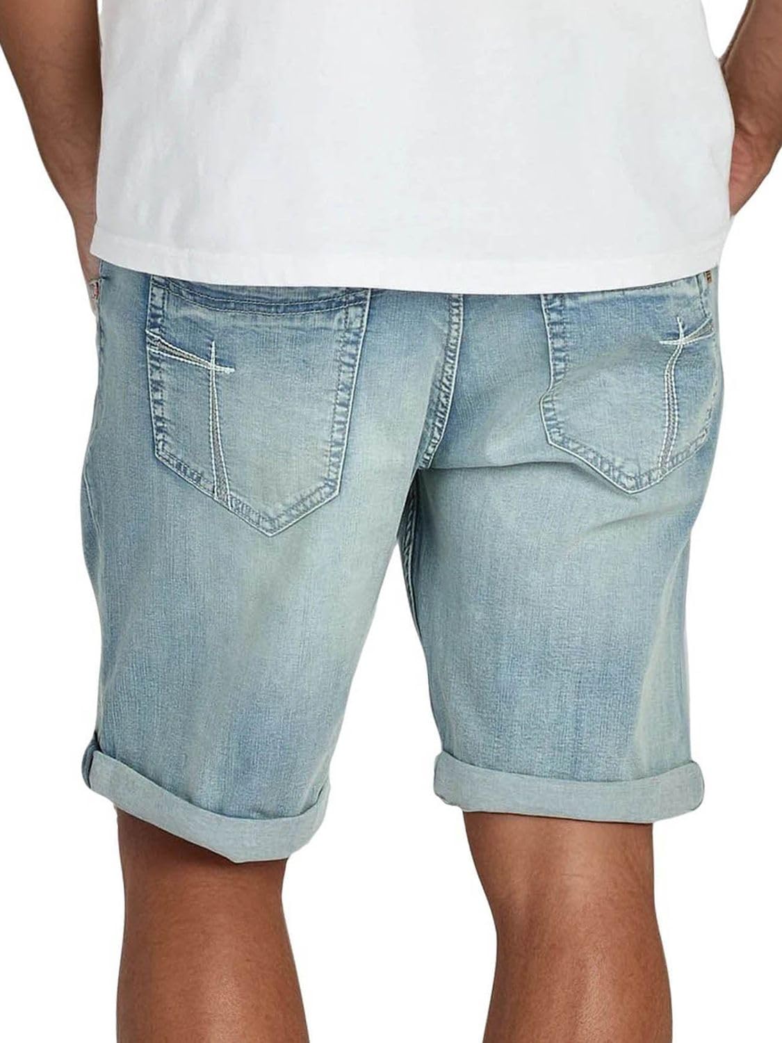 Timezone Jeans Shorts Herren Stretch Kurz Slim Fit StevieTZ Kurze Hosen Bermuda Shorts Sommer Denim Einfarbig Blau 30 31 32 33 34 36 38 40