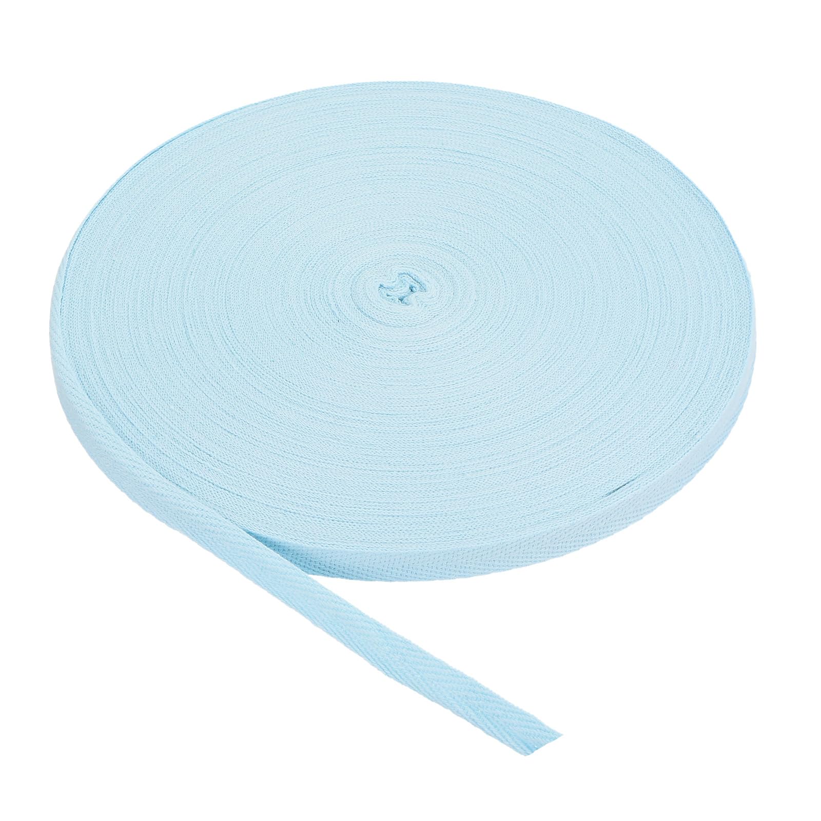 PATIKIL Cotton Twill Tape 15mm(5/8") 46m(50 Yards) Cotton Ribbon Bias Binding Tape Herringbone Webbing Trim for Sewing Gift Wrapping Craft DIY Pastel Blue