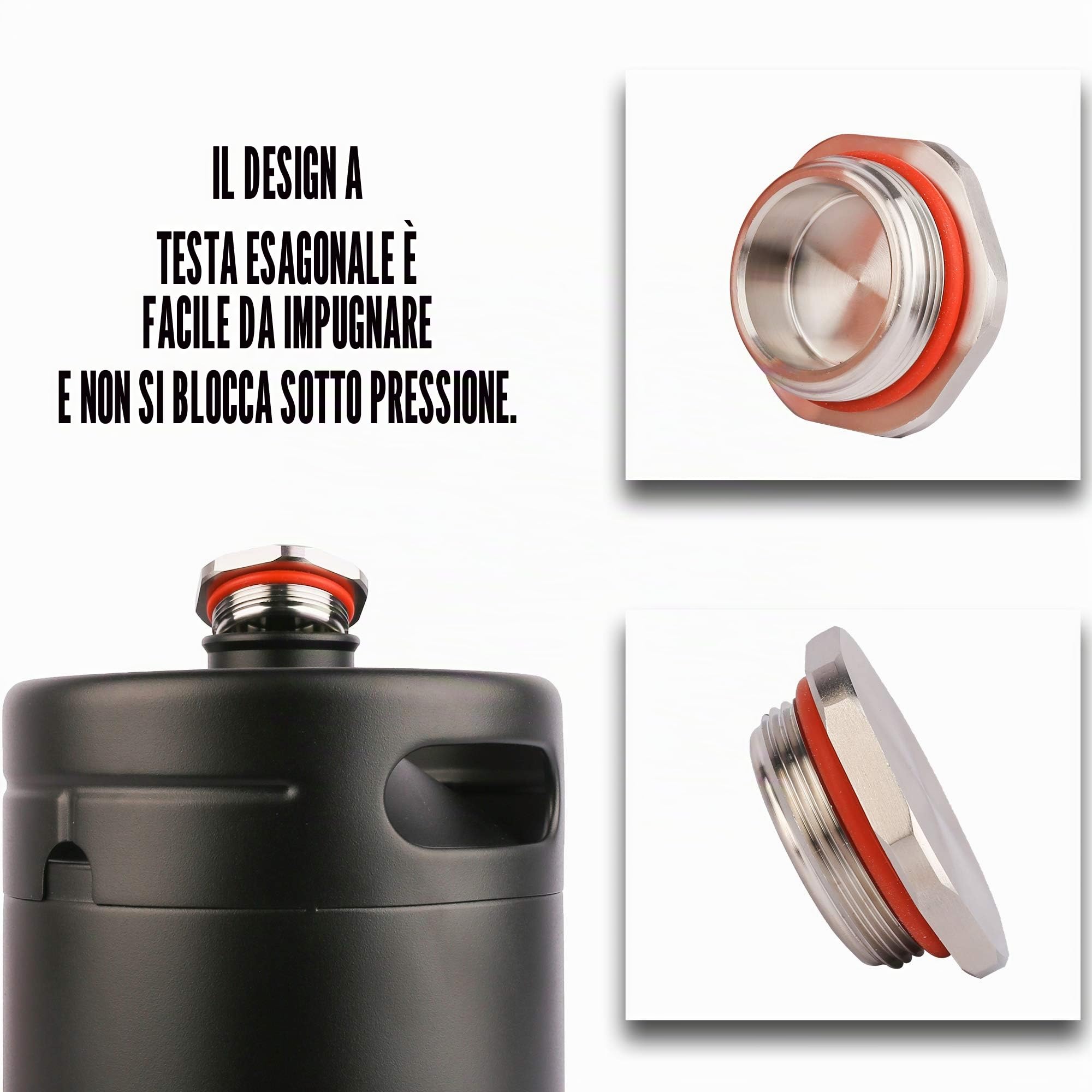 TMCRAFT - Mini Keg Growler da 4 litri - Sistema di kit di fusti per uso domestico pressurizzato in acciaio inossidabile per mantenere la freschezza e la carbonatazione della birra (nero opaco)