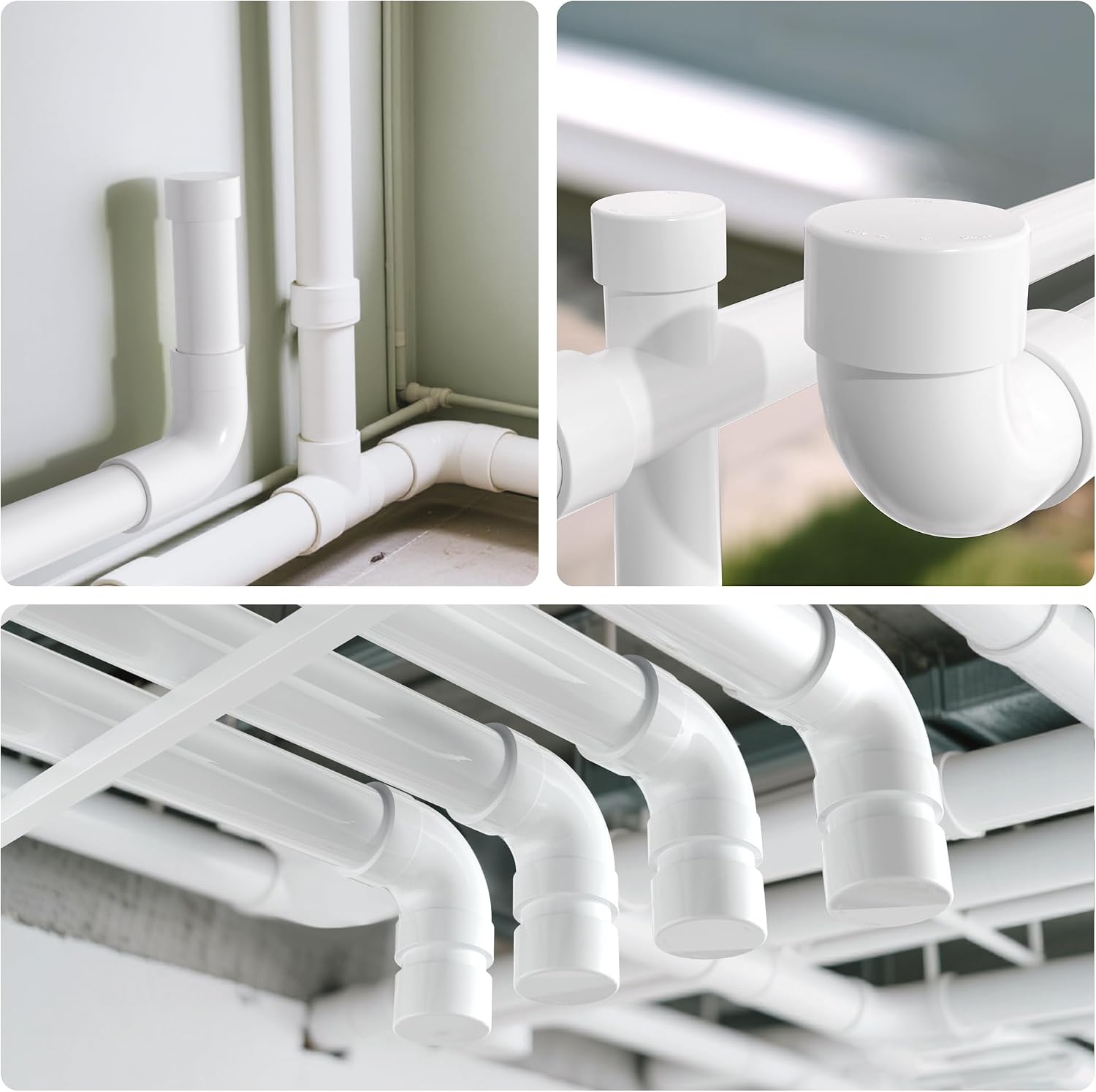 3" PVC Pipe End Cap Fitting, 4PCS SCH40 Furniture Grade PVC Pipe Plug Adapter, White Pipes Slip End Caps Sockets for Built Furniture DIY Garden Shelf