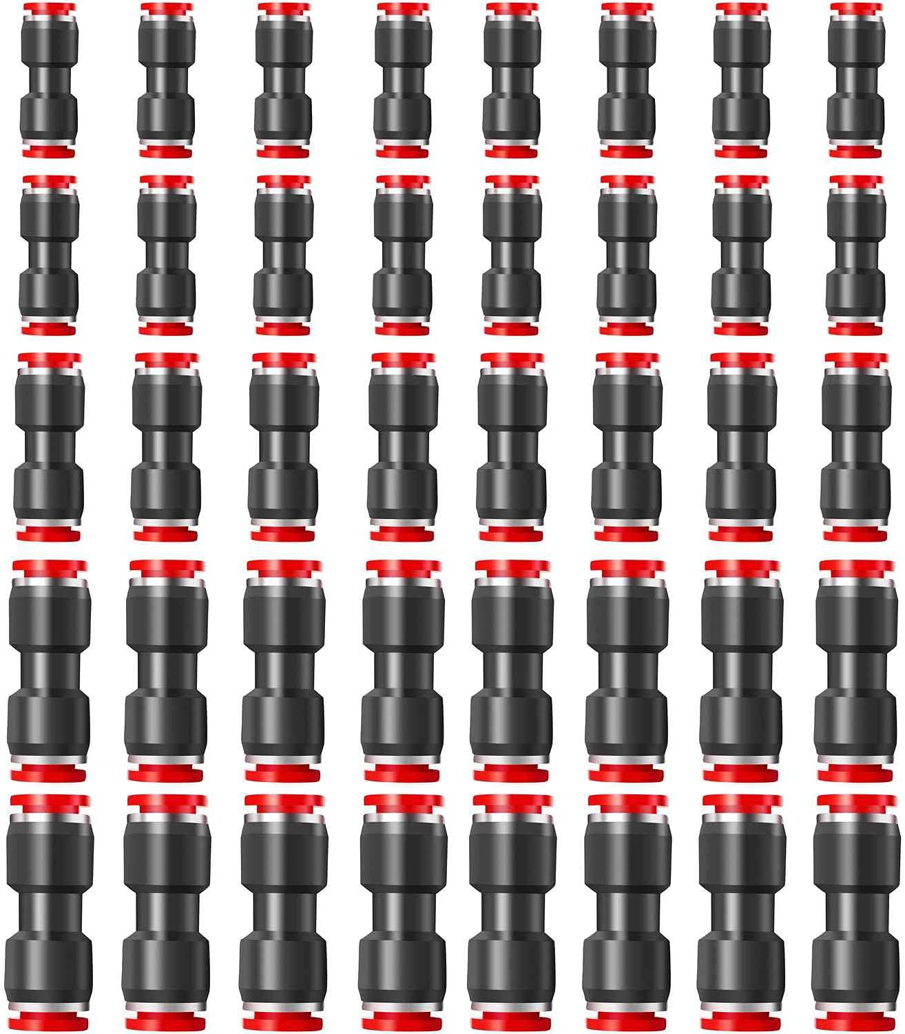 50 Pcs Quick Release Plastic Pneumatic Air Line Fittings, 4/6/8/10/12mm Straight Push Connectors for 5/32 1/4 5/16 3/8 1/2 Tube,2-Way Push to Connect Fittings Kit