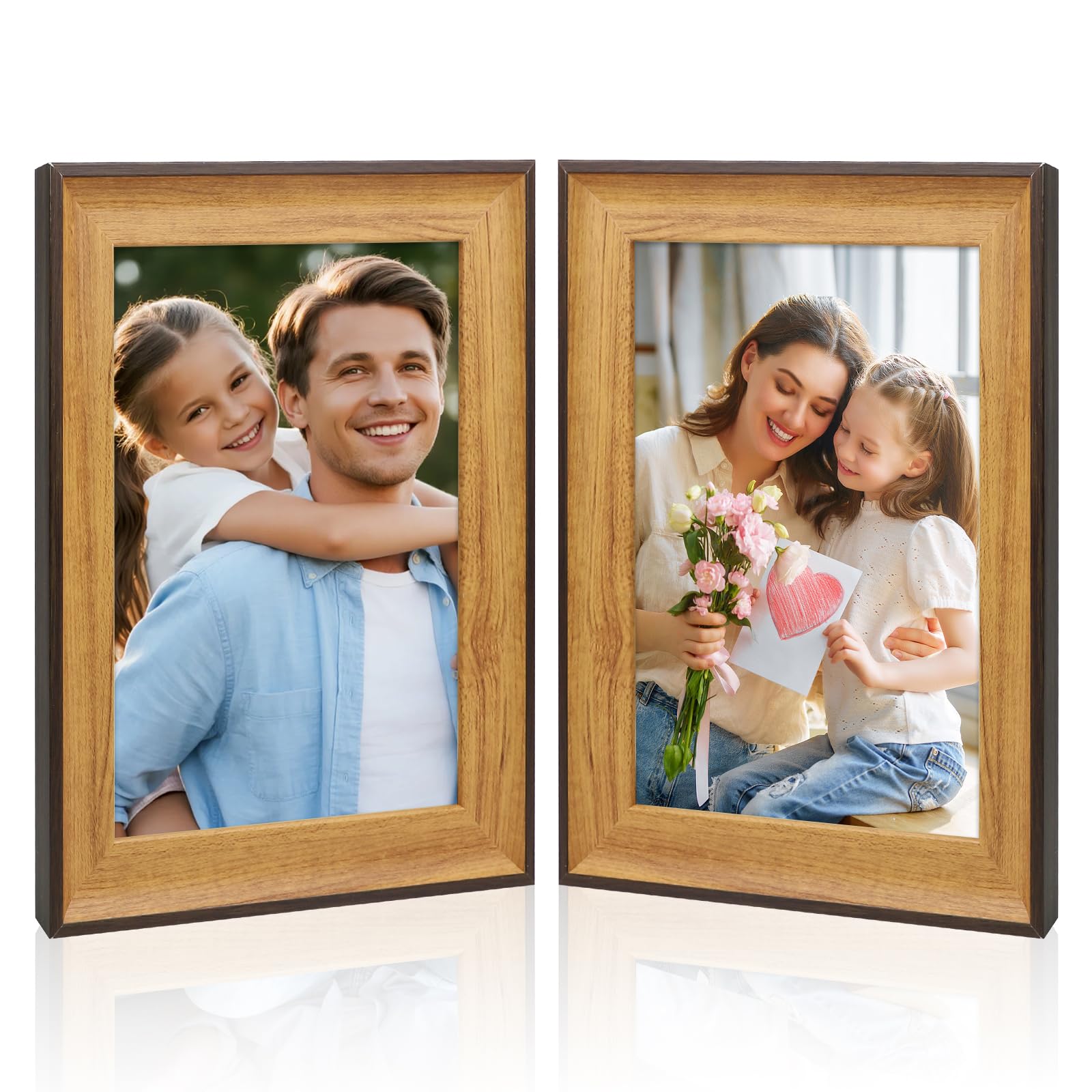 2 Pack Photo Frames,Modern Picture Frames 6x4 Inch or 6x8 Inch (Walnut, 6x8)