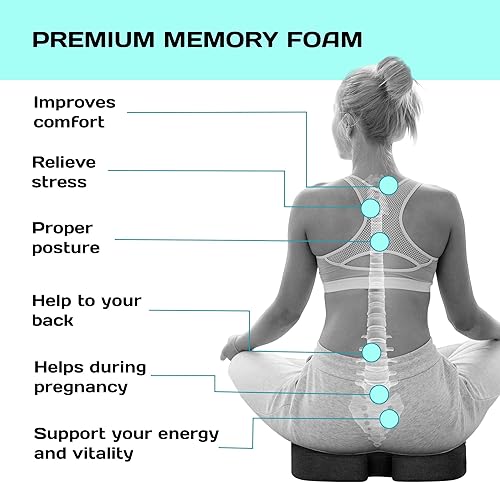 Miniatura 8 de EpicDev Cojín de asiento de espuma cómoda para aliviar el dolor de coxis, espuma viscoelástica ergonómica antideslizante para apoyo sentado todo el