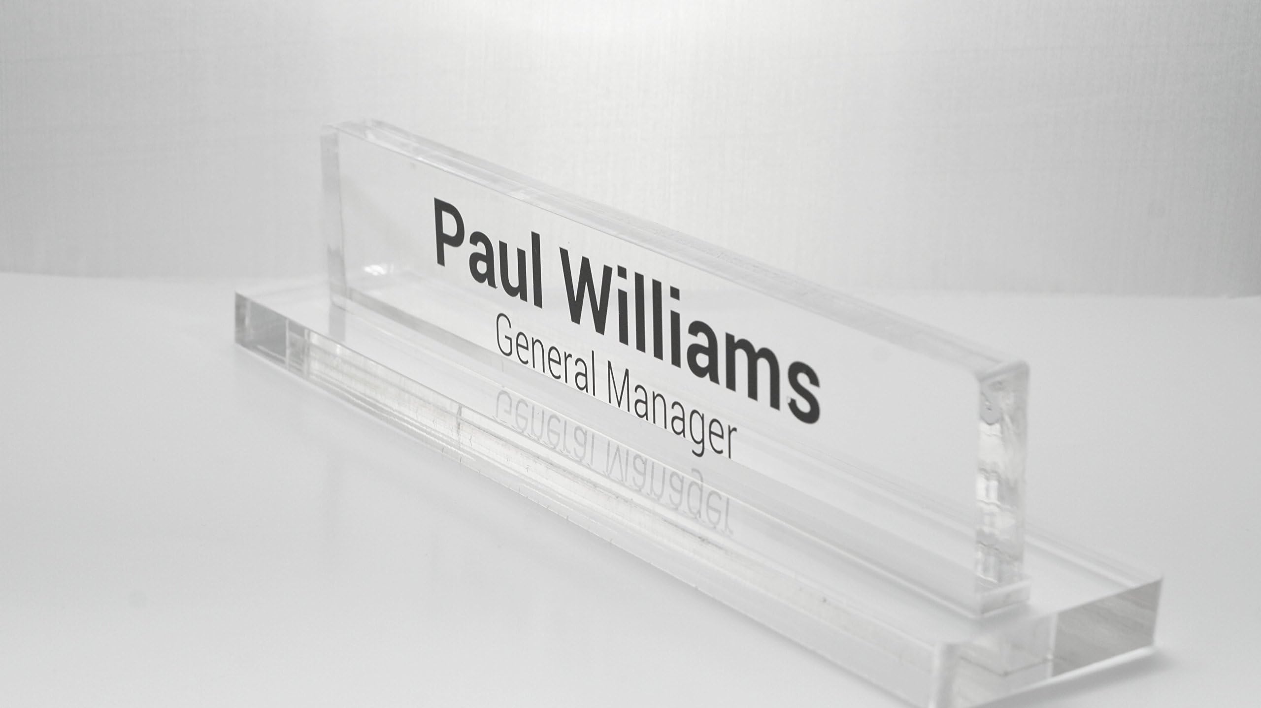 Personalized Office Desk Name Plate made from 3/8" Glass-like Acrylic