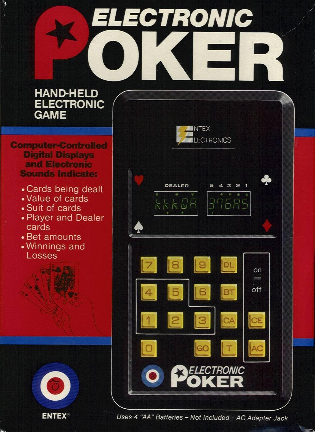 Electronic Poker 1979 Handheld Game By Entex Electronics, Handheld